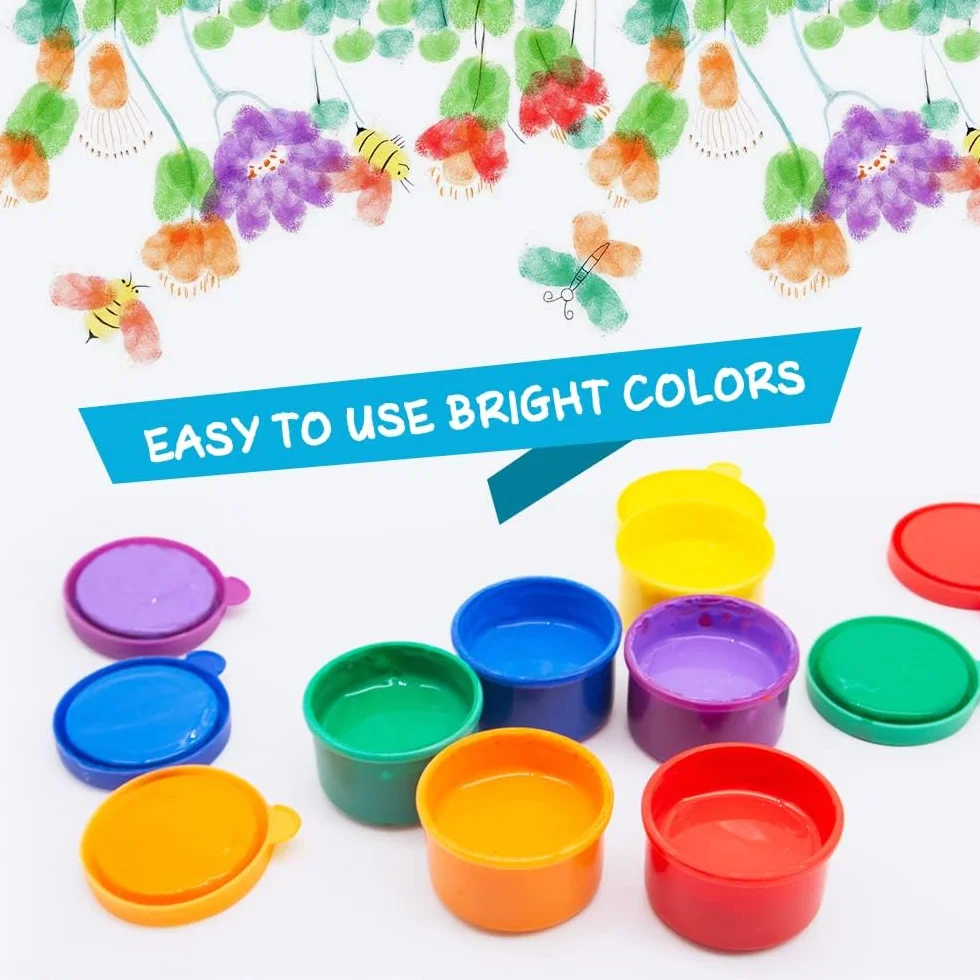 Peinture Enfant Lavable 30ml Peintures Doigt avec Pinceau Tablier Non Toxique Bébés Ensembles Peinture Jouets Dessin