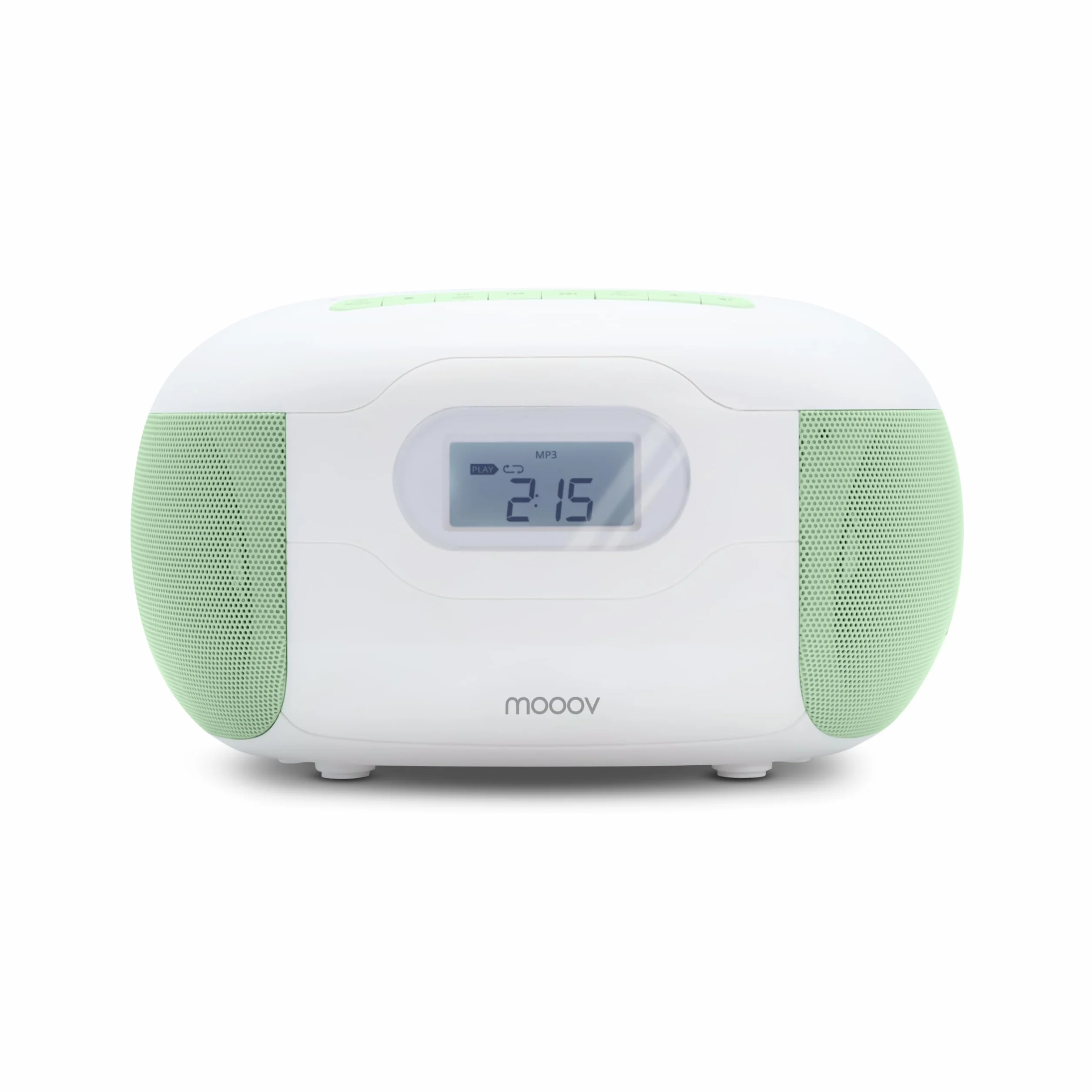 MOOOV Lecteur CD Radio FM Portable Bluetooth Boombox Stéréo MP3 USB AUX Micro-SD Vert
