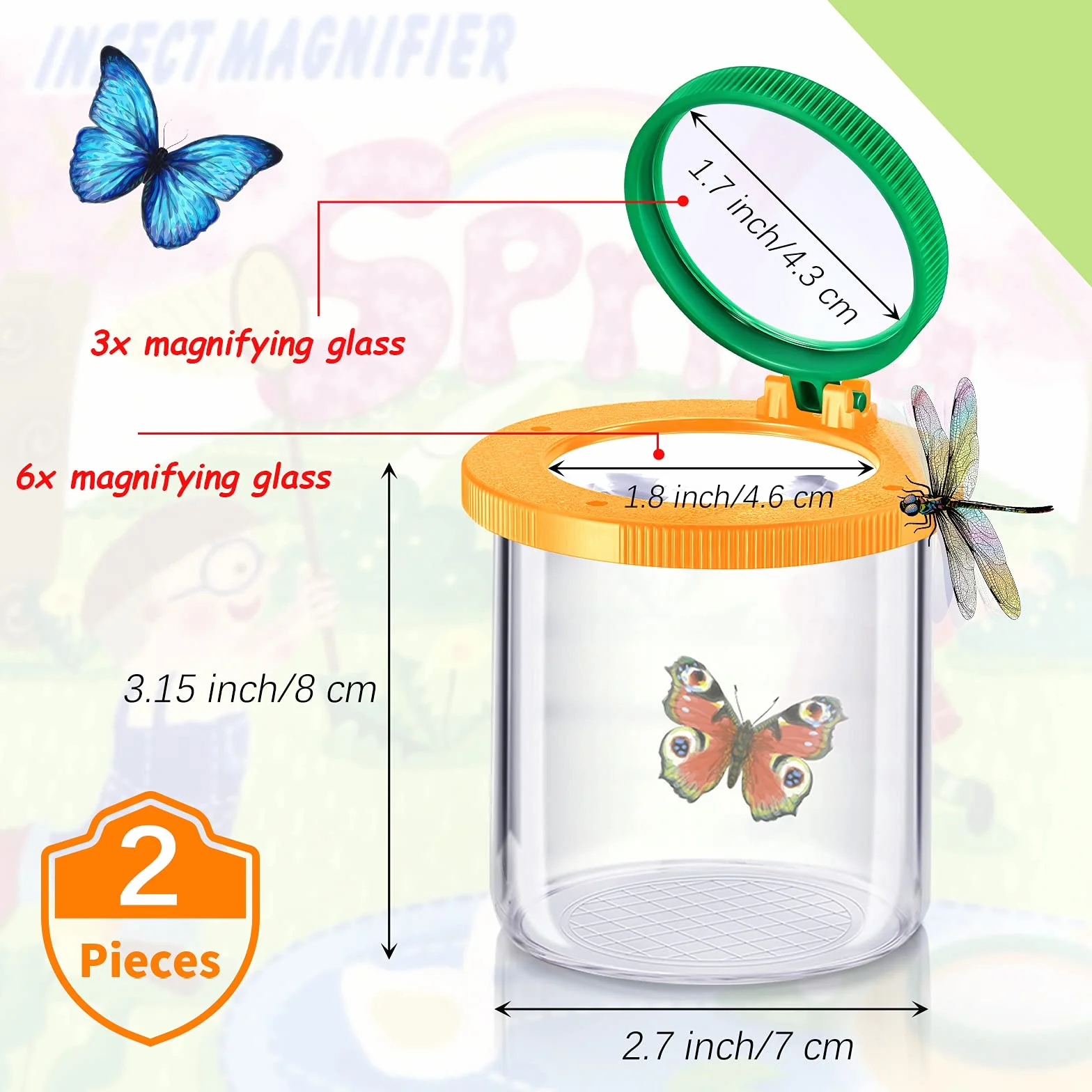 Boîtes à Insectes Grossissantes Visionneuse d'Insectes avec Loupe pour Enfants Outil d'Exploration de Nature Science
