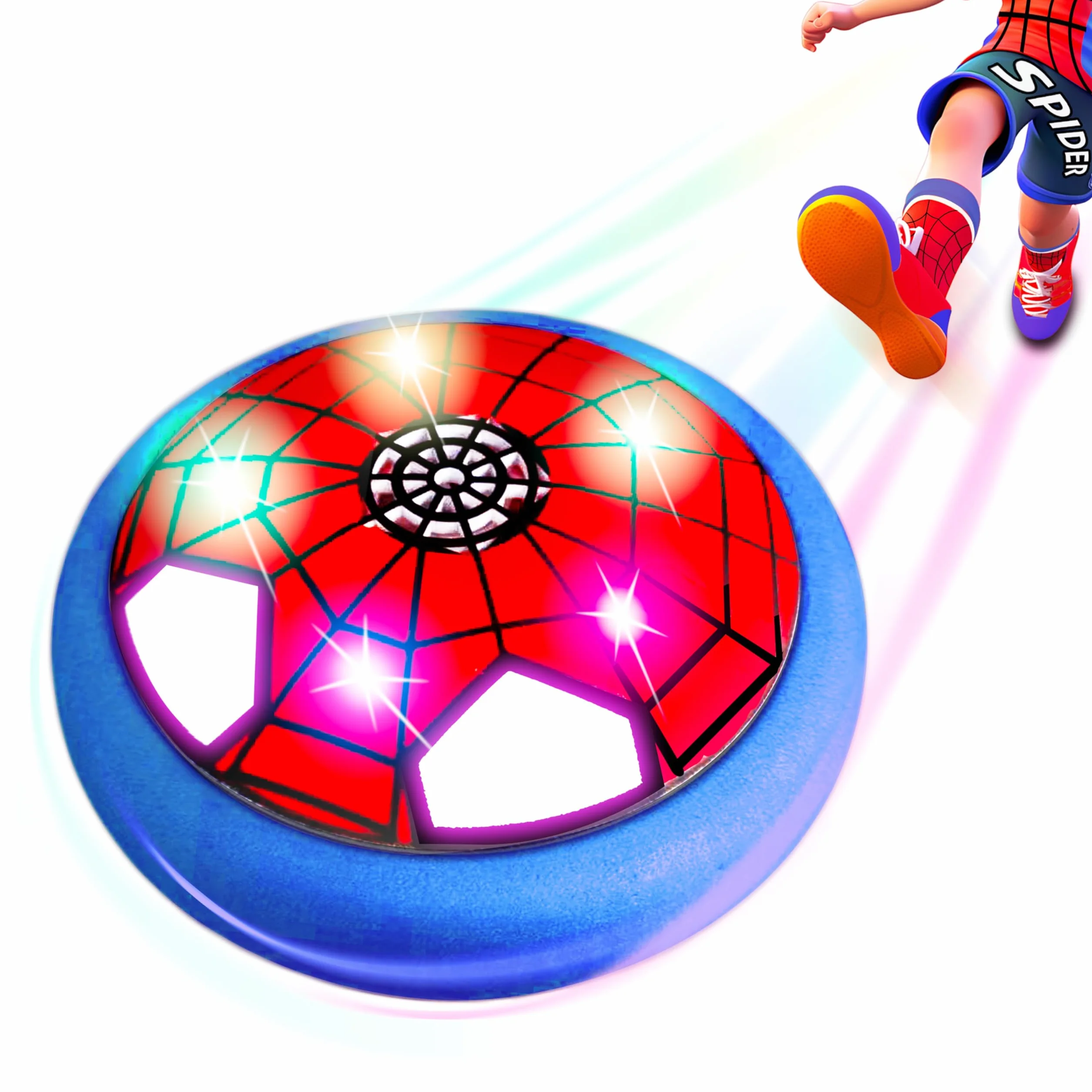 Spider Air Power Ballon de Foot avec LED Lumière Cadeau Enfant 3-9 Ans Jeux Intérieur Extérieur