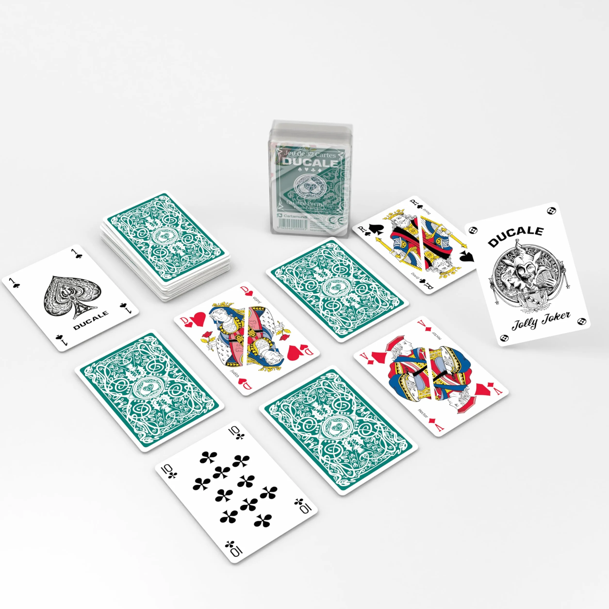 Ducale Origine Jeu de 32 Cartes à Jouer Premium Boîte de Rangement Belote Manille Fabriqué en France