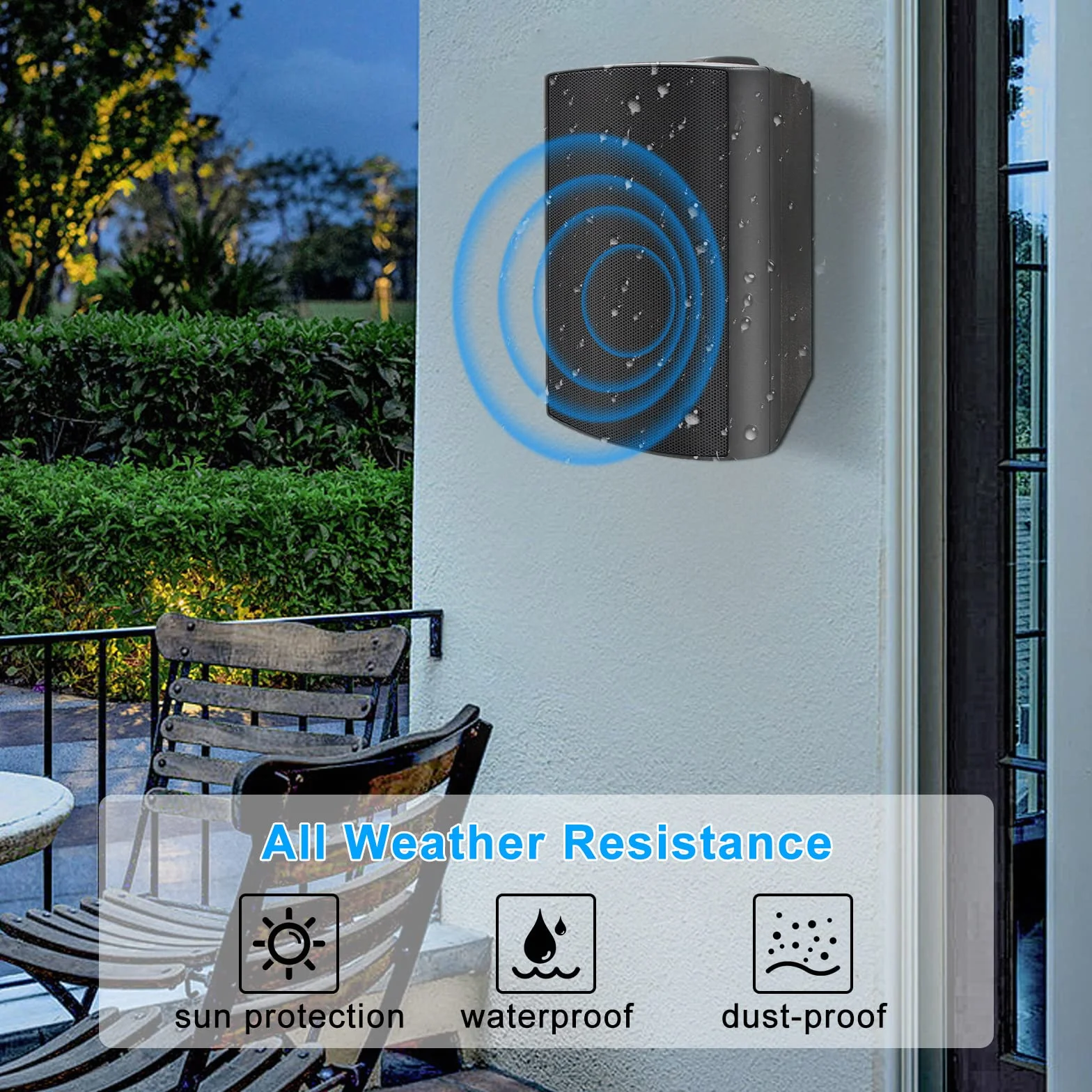 Herdio 501X2 Enceinte 5,25 Pouces Haut-Parleur Passif Extérieur Étanche 600W Noir