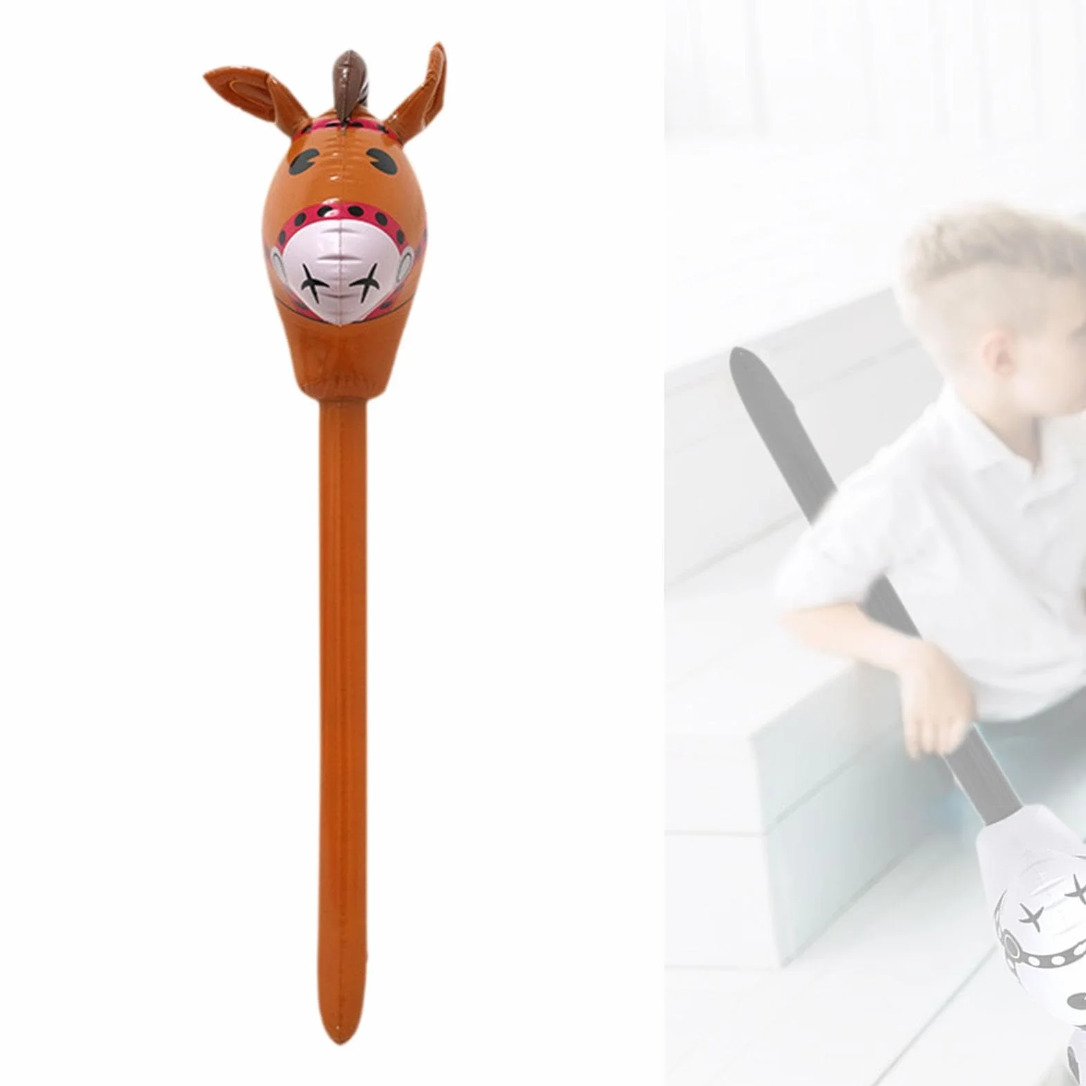 Bâton de Cheval avec Tête en Ballon, Jouet pour Fêtes, Brun