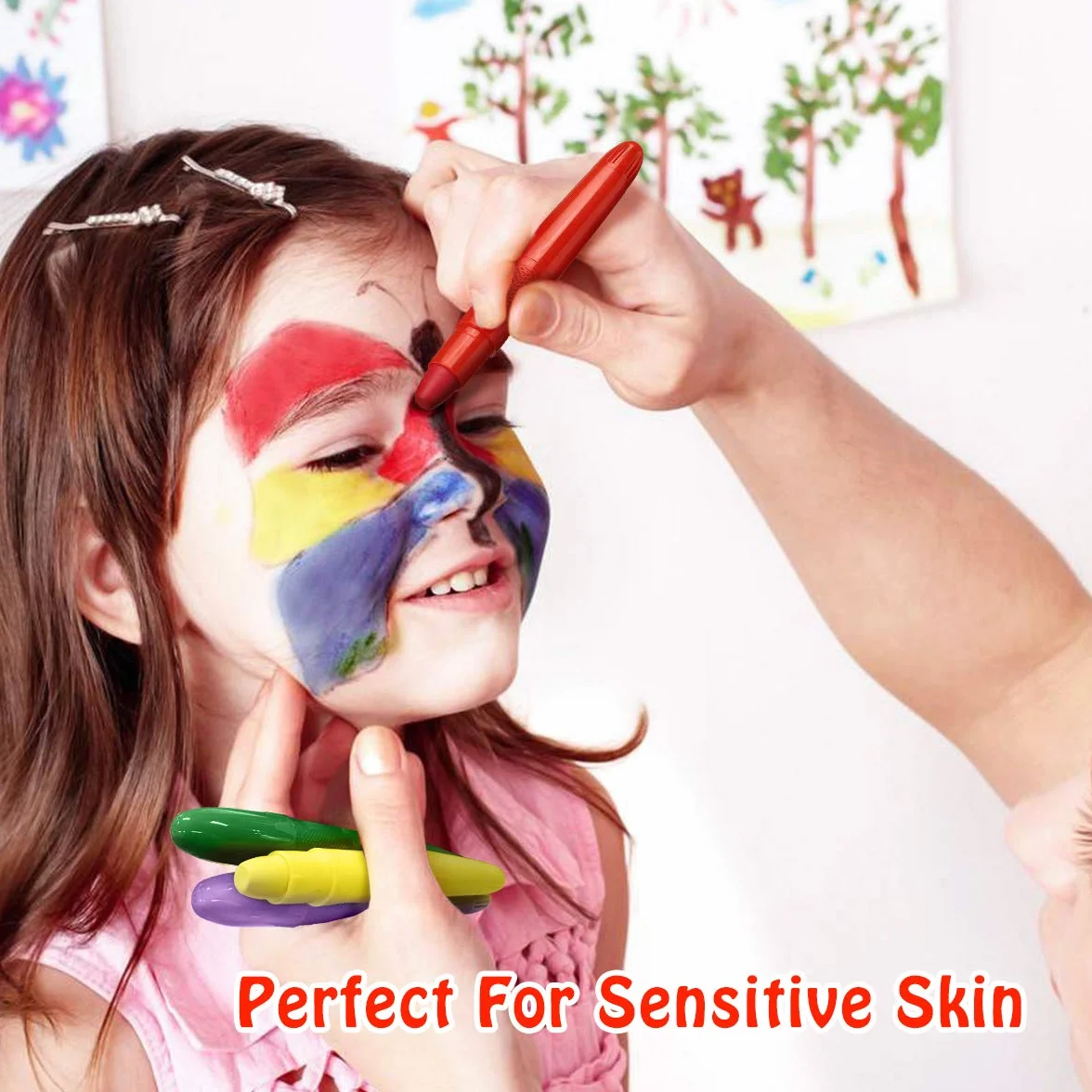 Beesjuy 12 Couleurs Crayon Maquillage Enfant Non-Toxique Lavable Peinture Visage Carnaval Halloween