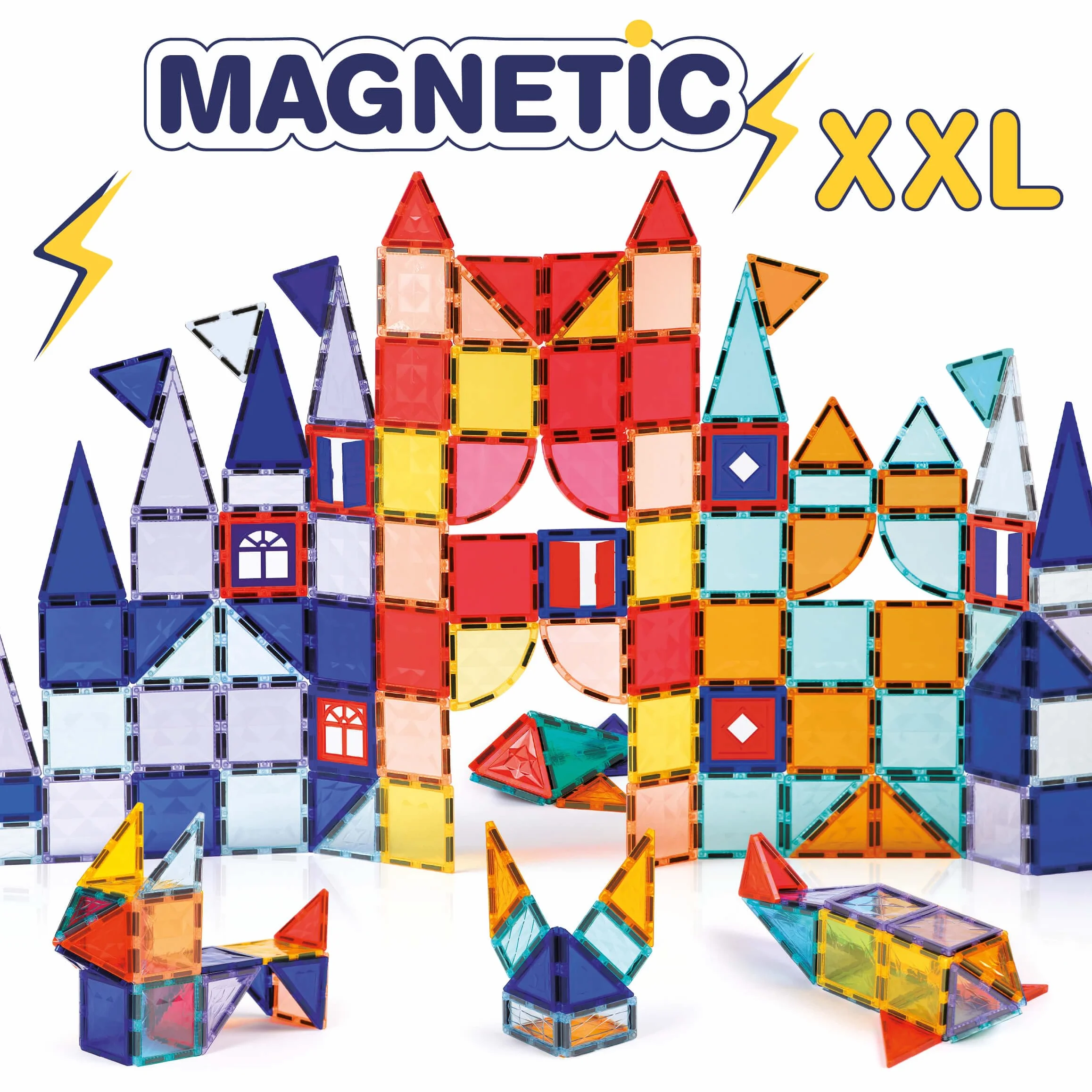 LUDI Construction Magnétique XXL Jeu de Construction 3D 100 Pièces Aimantées Valisette de Transport