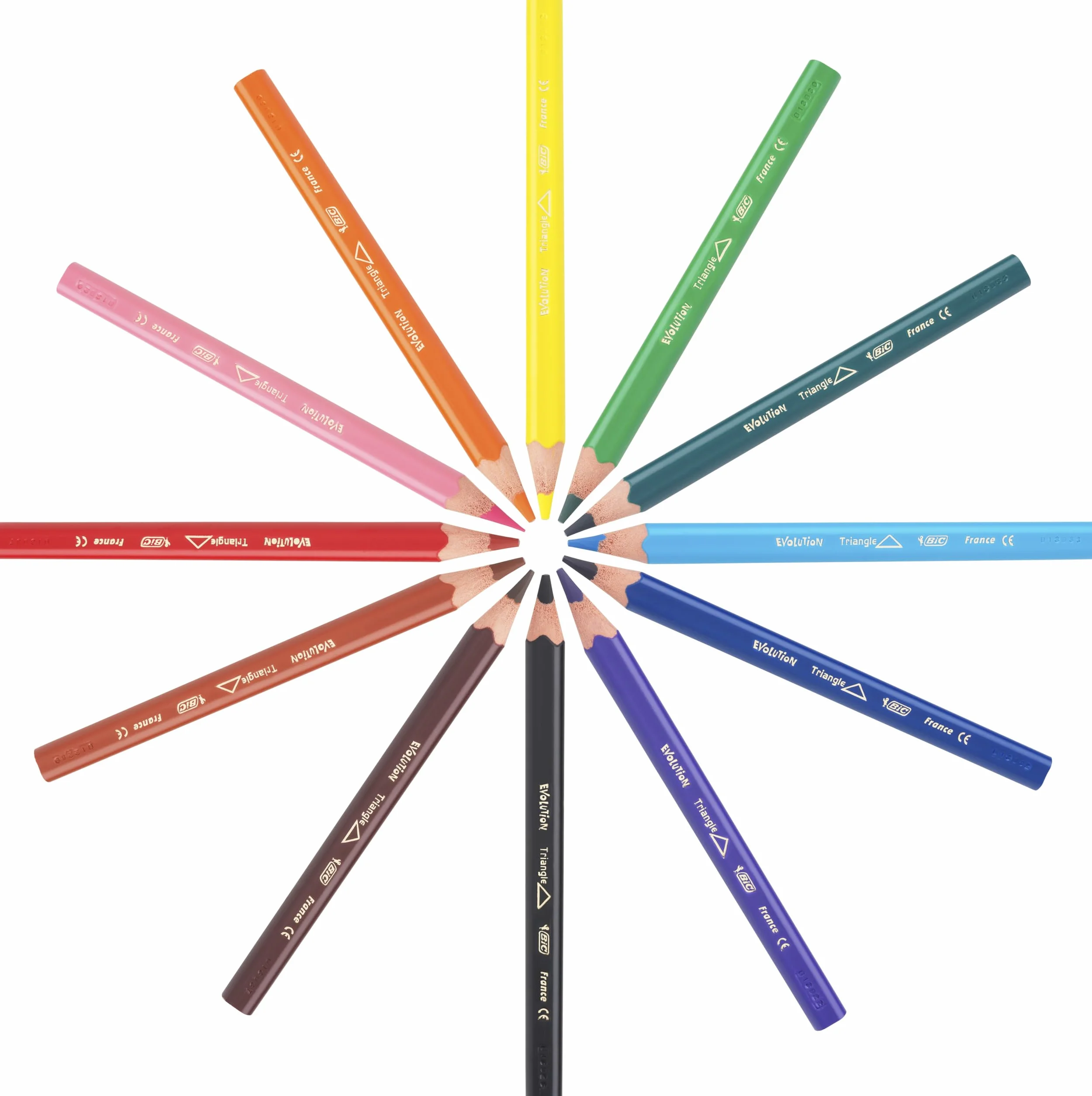 BIC Kids Evolution Triangle ECOlutions Crayons de Couleurs Triangulaires, Etui Carton de 12