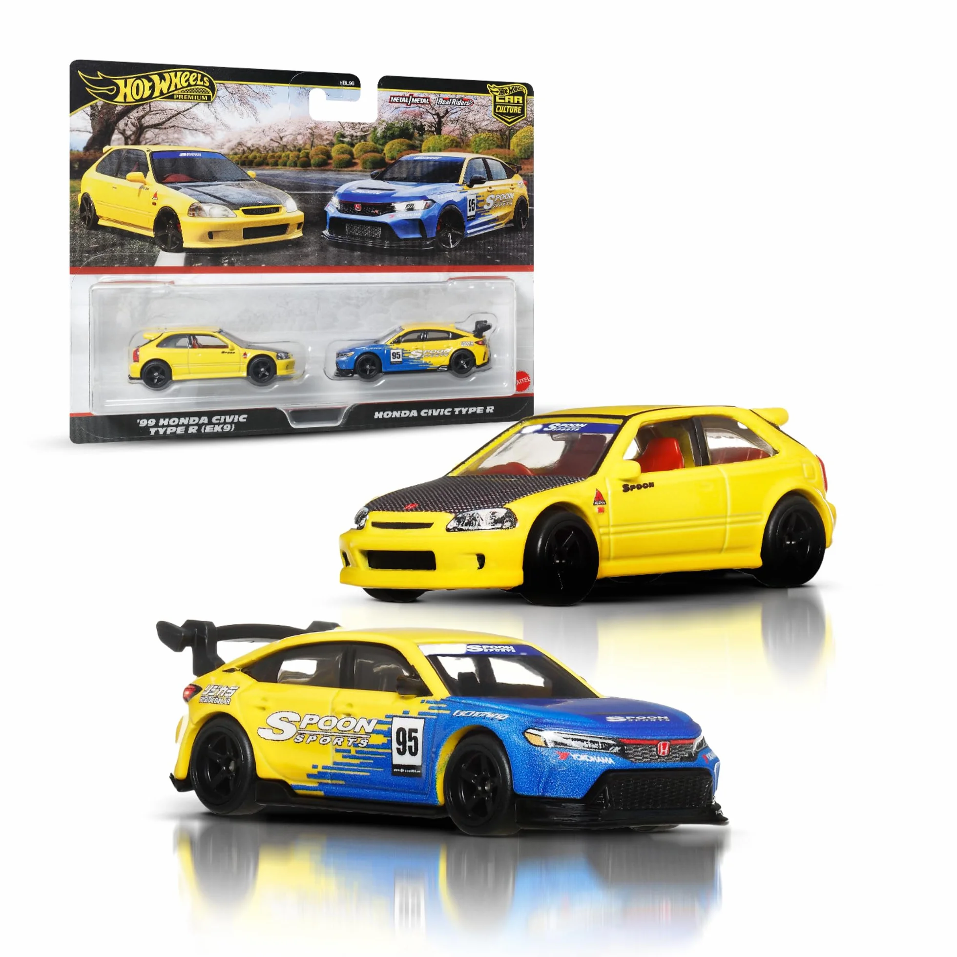 Hot Wheels Car Culture Premium 2 Véhicules 1/64, Real Riders, Metal/Metal, JBL00