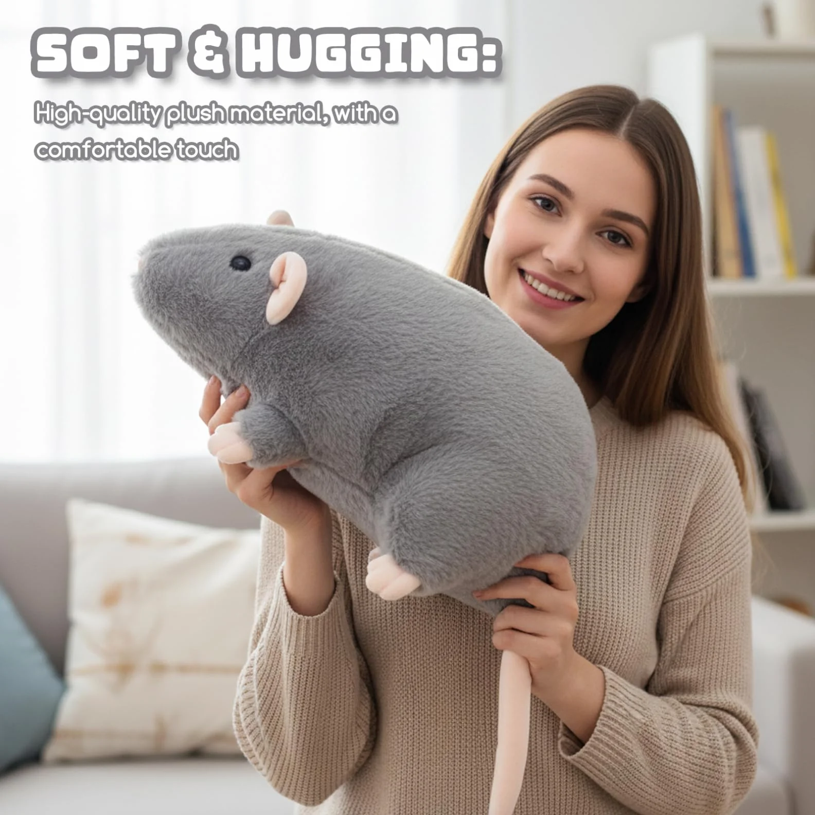 Peluche de Rat géant 35,4 Pouces Super Doux pour Décoration Canapé Chambre
