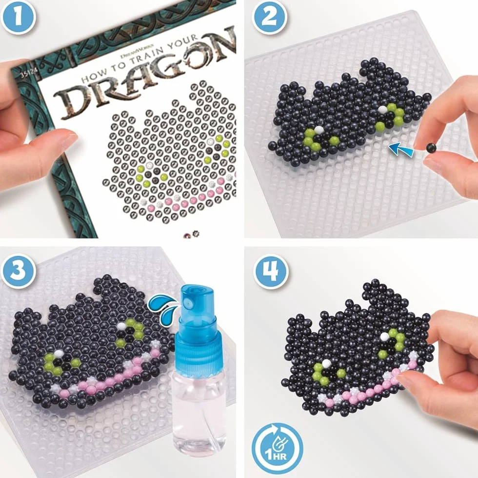 Aquabeads Kit Porte Clés Dragons - Kit de Loisirs Créatifs Perles à l'Eau - Jouet Enfant 4 Ans+
