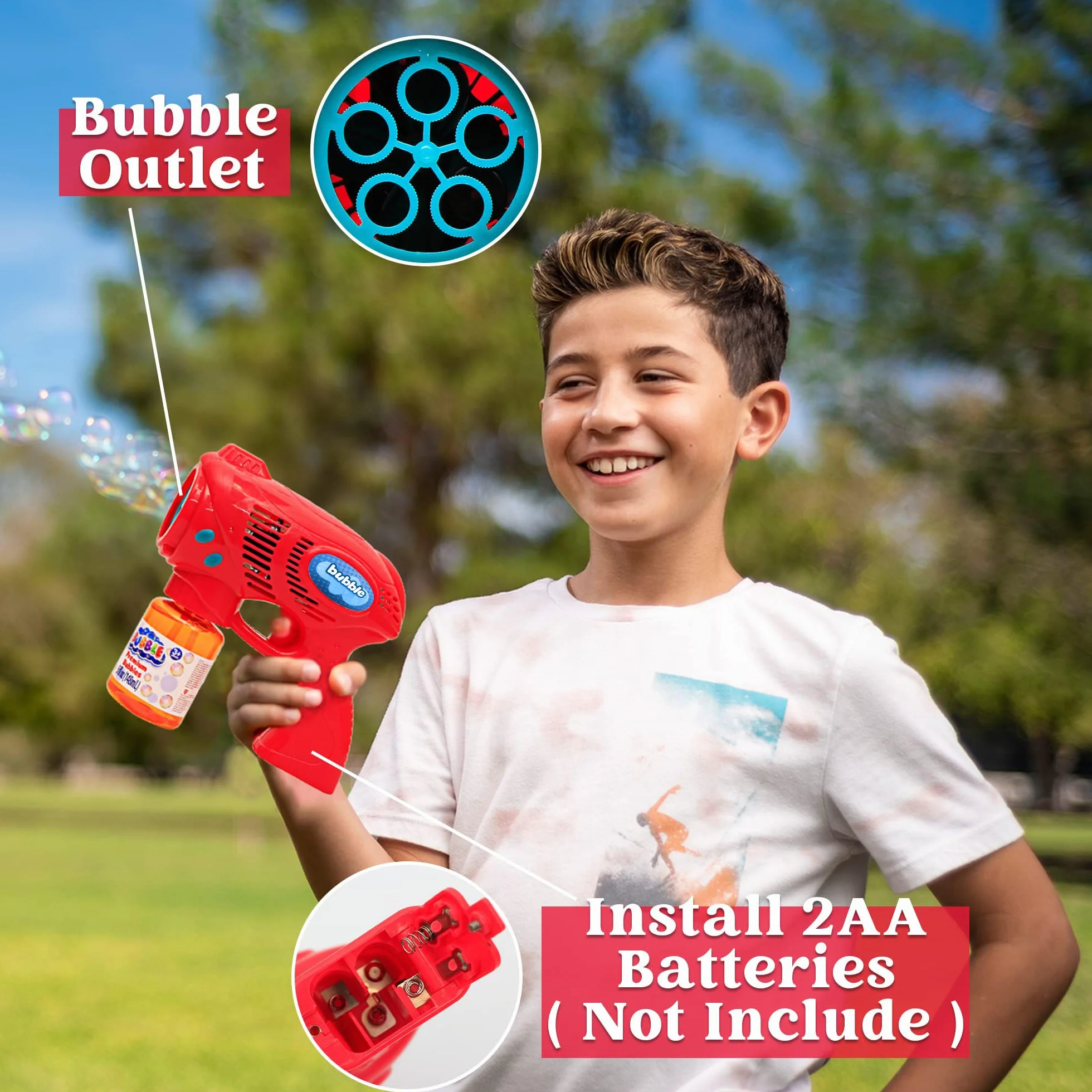 JOYIN 2 Pistolets à Bulles avec 2 Recharges 296ml, Machine à Bulles pour Enfants, Cadeau d'Anniversaire