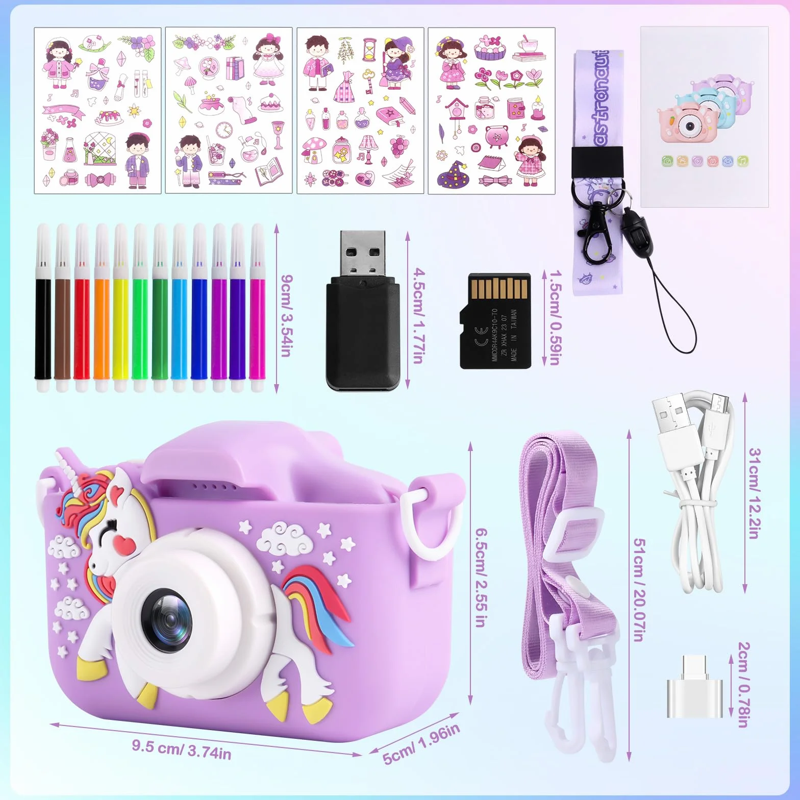 Appareil Photo Numérique Enfants 2,0 Pouces 1080P Rechargeable Selfie 32GB Carte