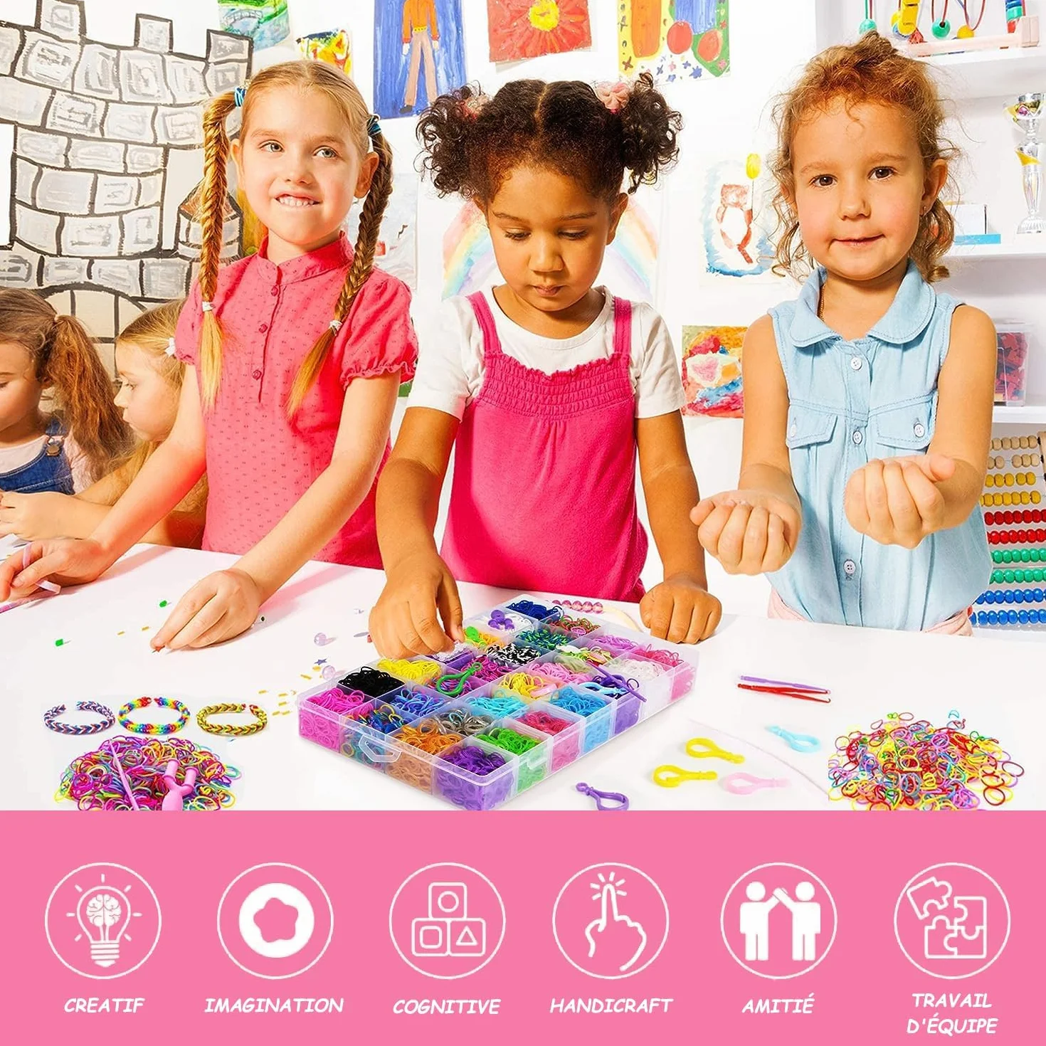 EITEYI 8000+ Elastique Bracelet Kit Enfant Loom Bands Bricolage Fille