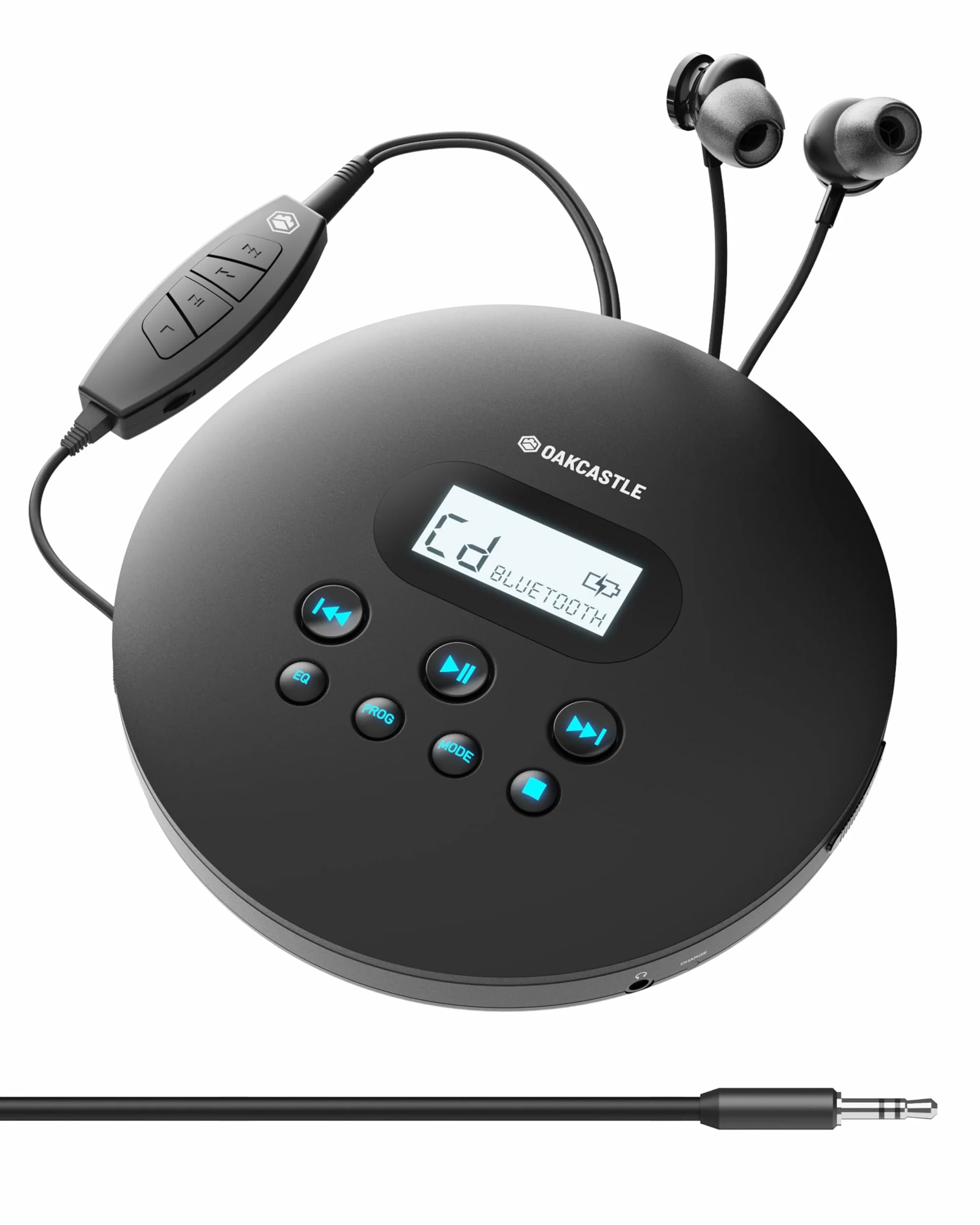 OAKCASTLE CD100 Lecteur CD Portable Bluetooth avec Batterie Rechargeable 12 Heures Antichoc