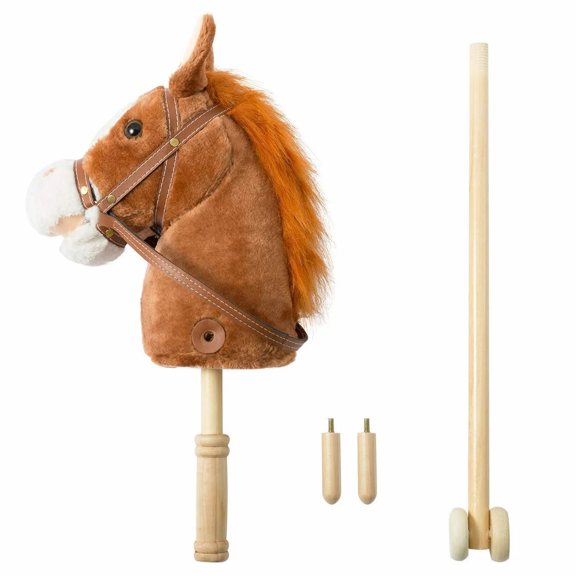 HollyHOME Bâton de Cheval avec Jouet Sonore 91,4 cm Marron Foncé