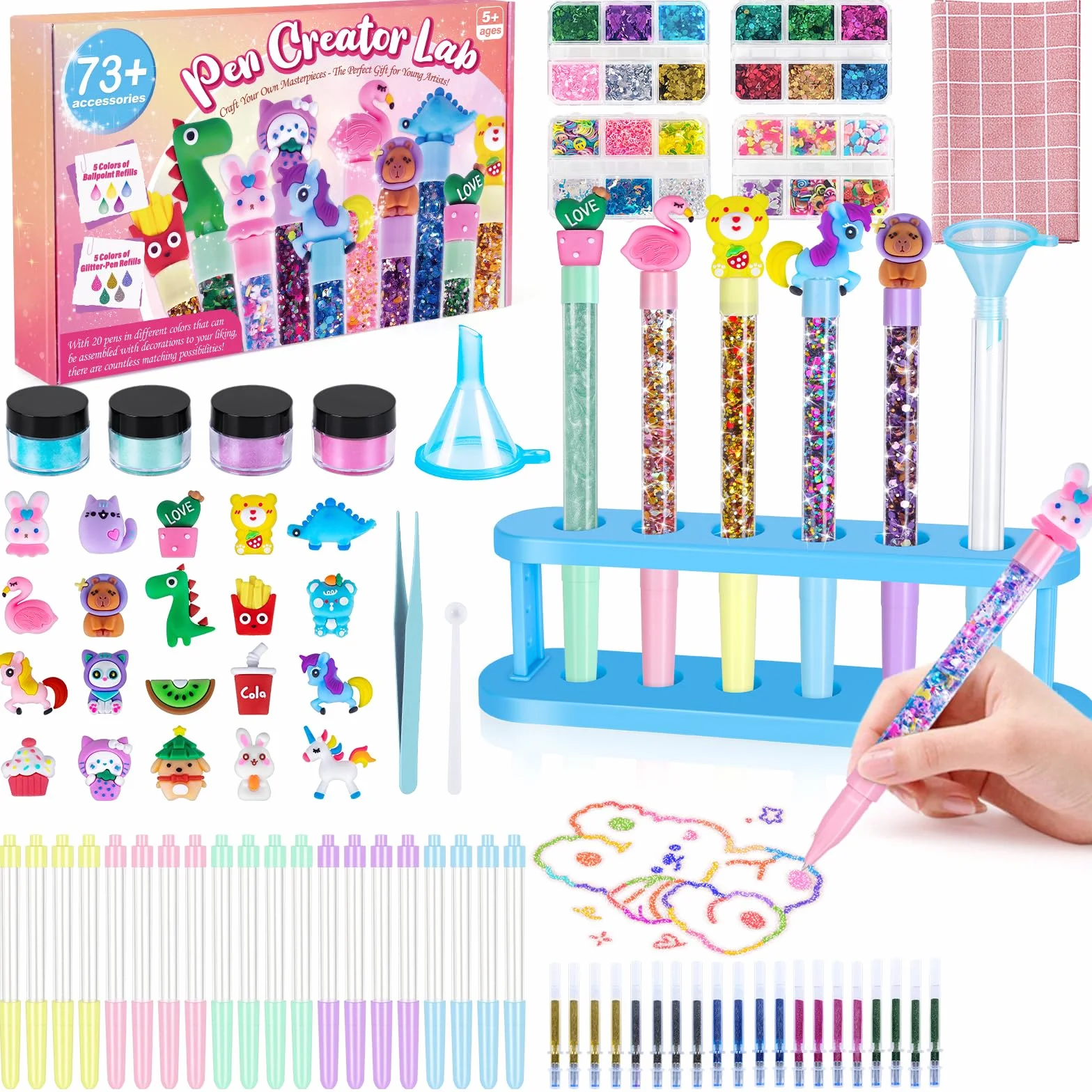Kazzley Fabrique à Stylo 73 PCS 20 Stylos 40 Recharges Loisir Créatif Enfant 5-12 Ans Cadeau Fille Garçon