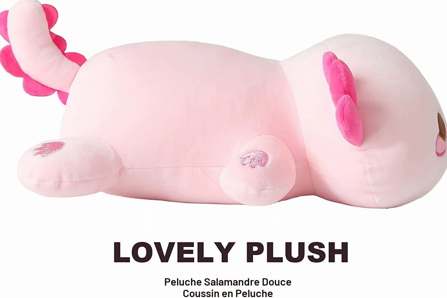 Shownicer Peluche Géante Kawaii Axolotl Oreiller 33cm Rose