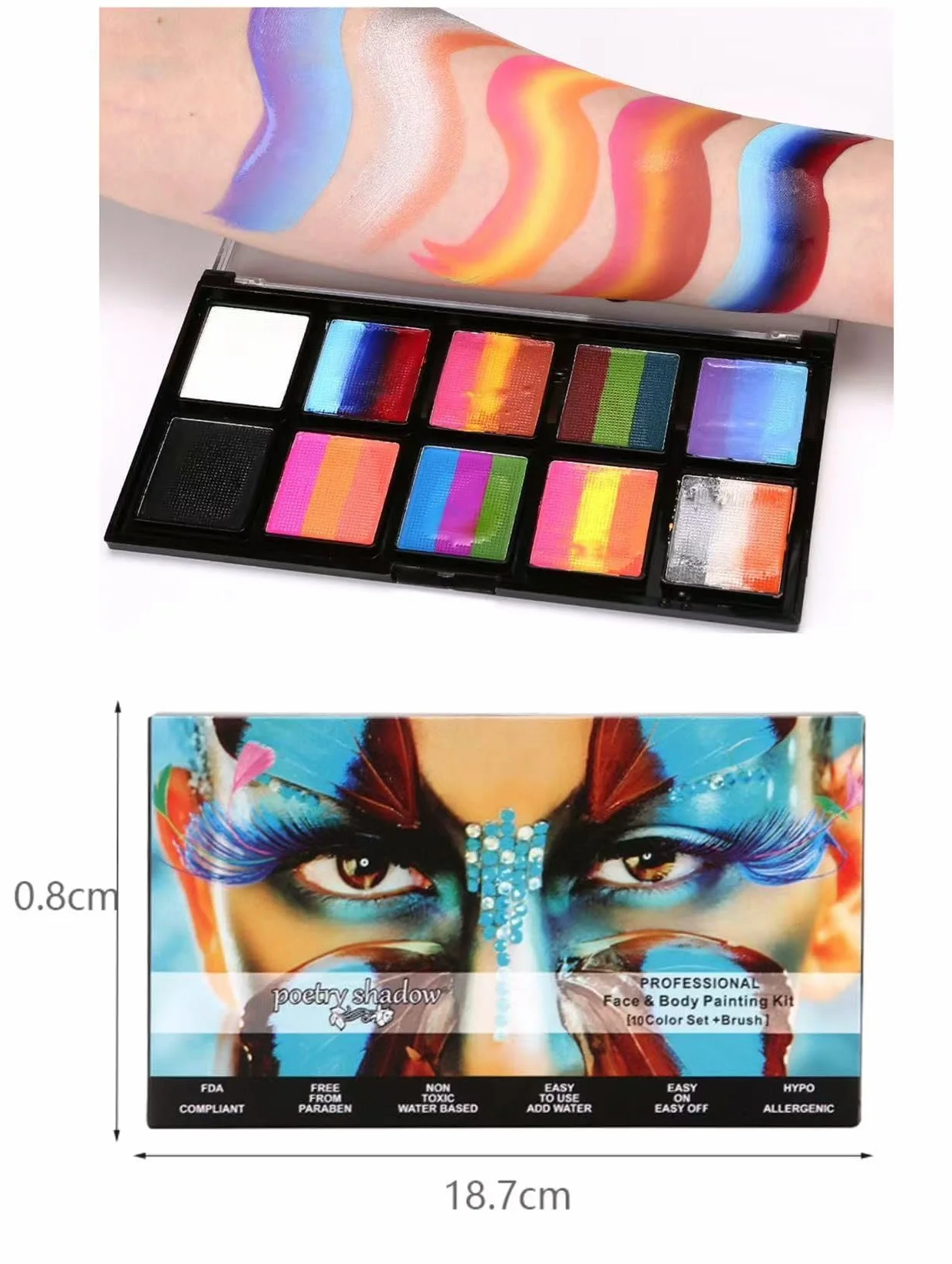Kit de Maquillage arc-en-ciel pour Enfants et Adultes Halloween Fêtes Jeux de Rôle