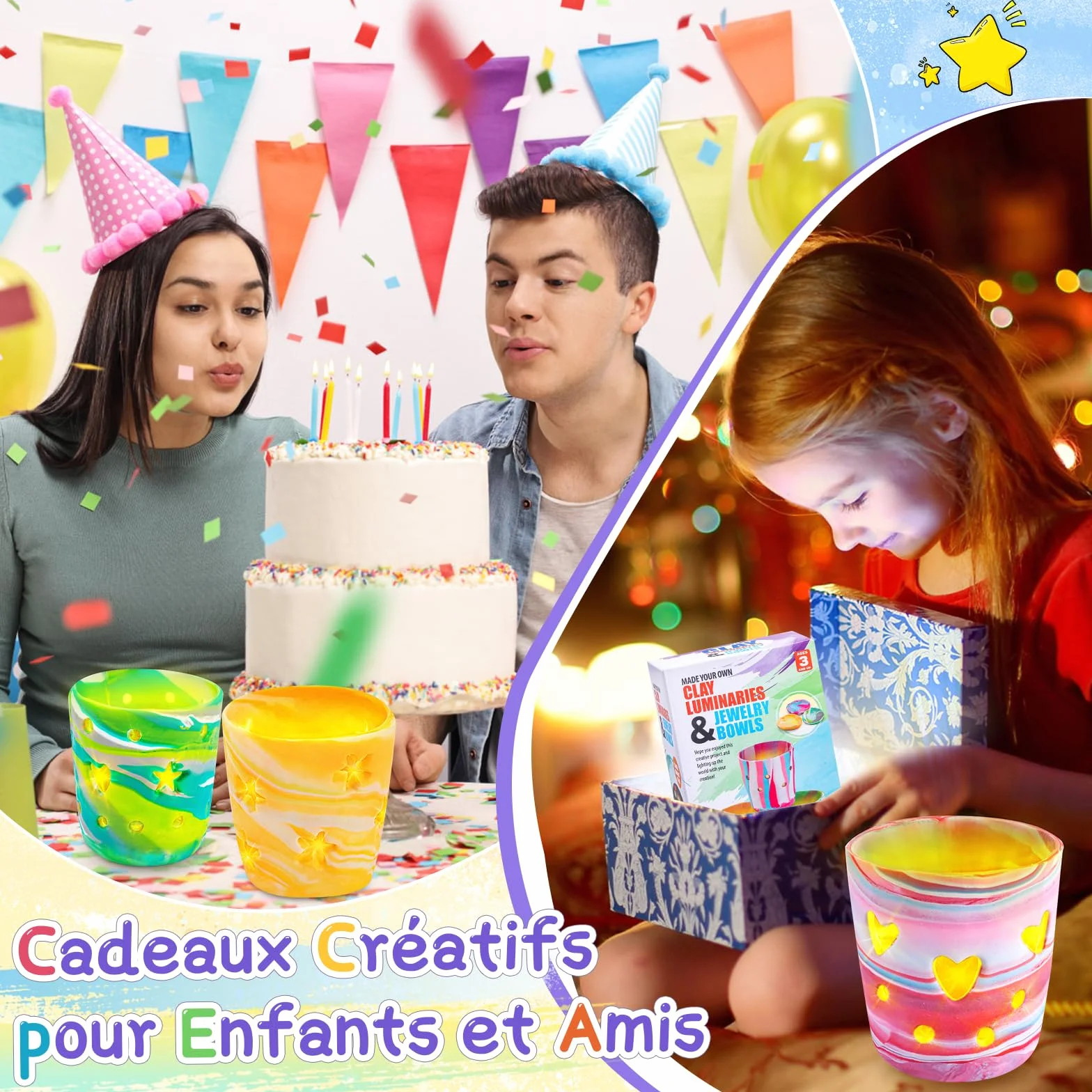 FGZU Kit de Lampes en Argile Bricolage Activité Manuelle Enfants Adultes DIY Loisir Créatif Cadeau Jouet 6-12 Ans