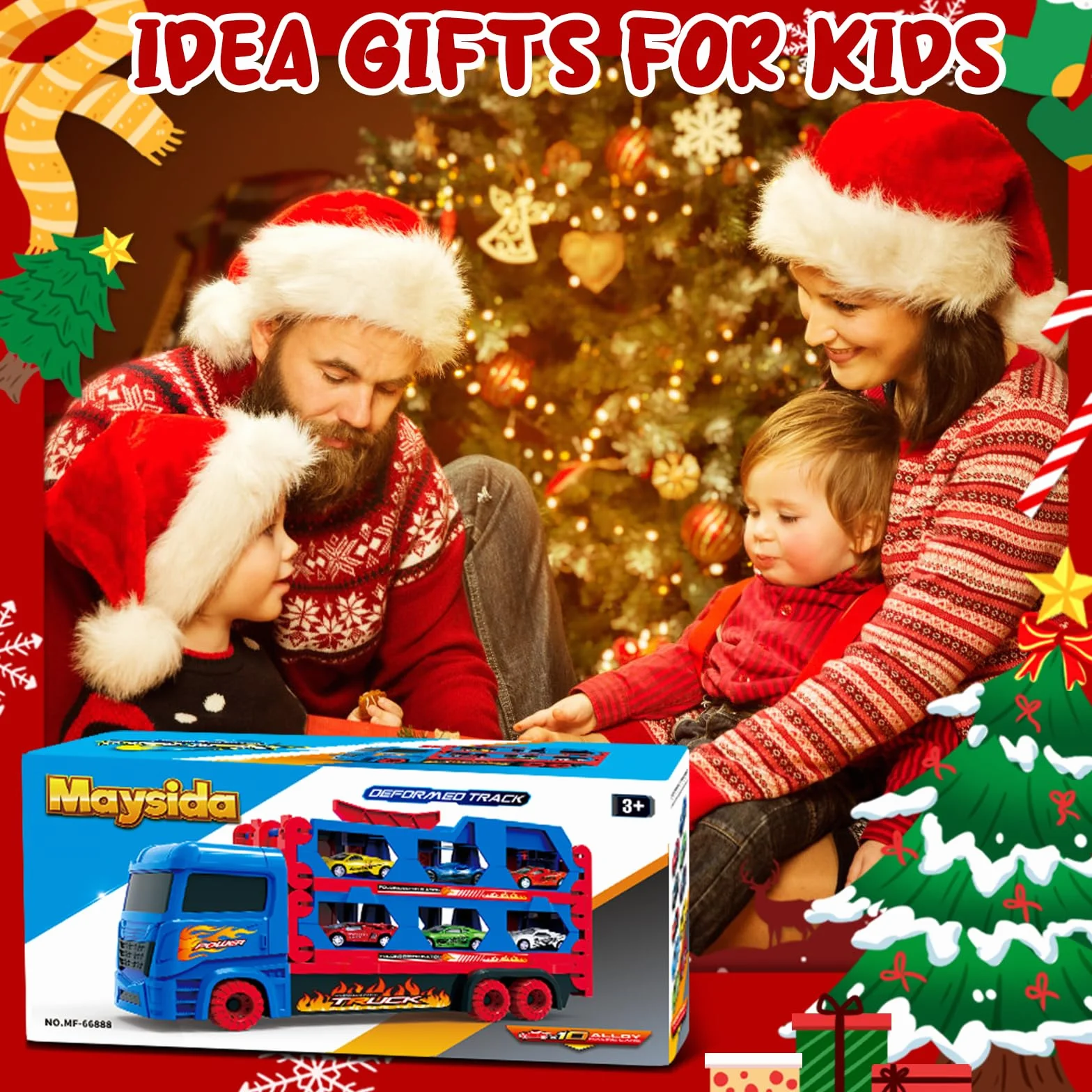 Camion Transporteur Voiture avec Pistes Pliables 165cm et 10 Mini Voitures pour Enfants 3-6 Ans