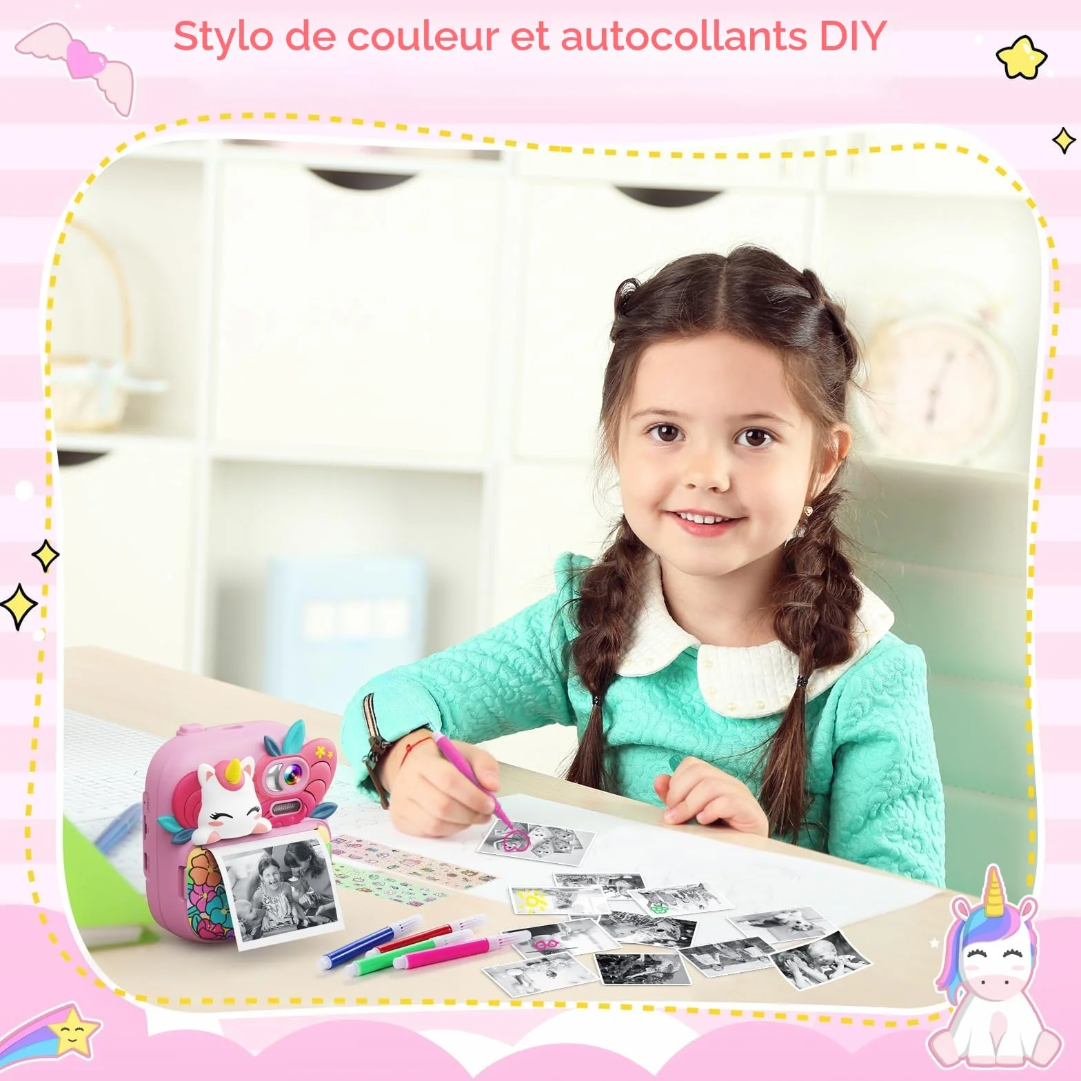 TIATUA Appareil Photo Instantané Enfant, 2,4" Écran 1080P HD avec Carte 32GB, Cadeau Filles Garçons 3-12 Ans