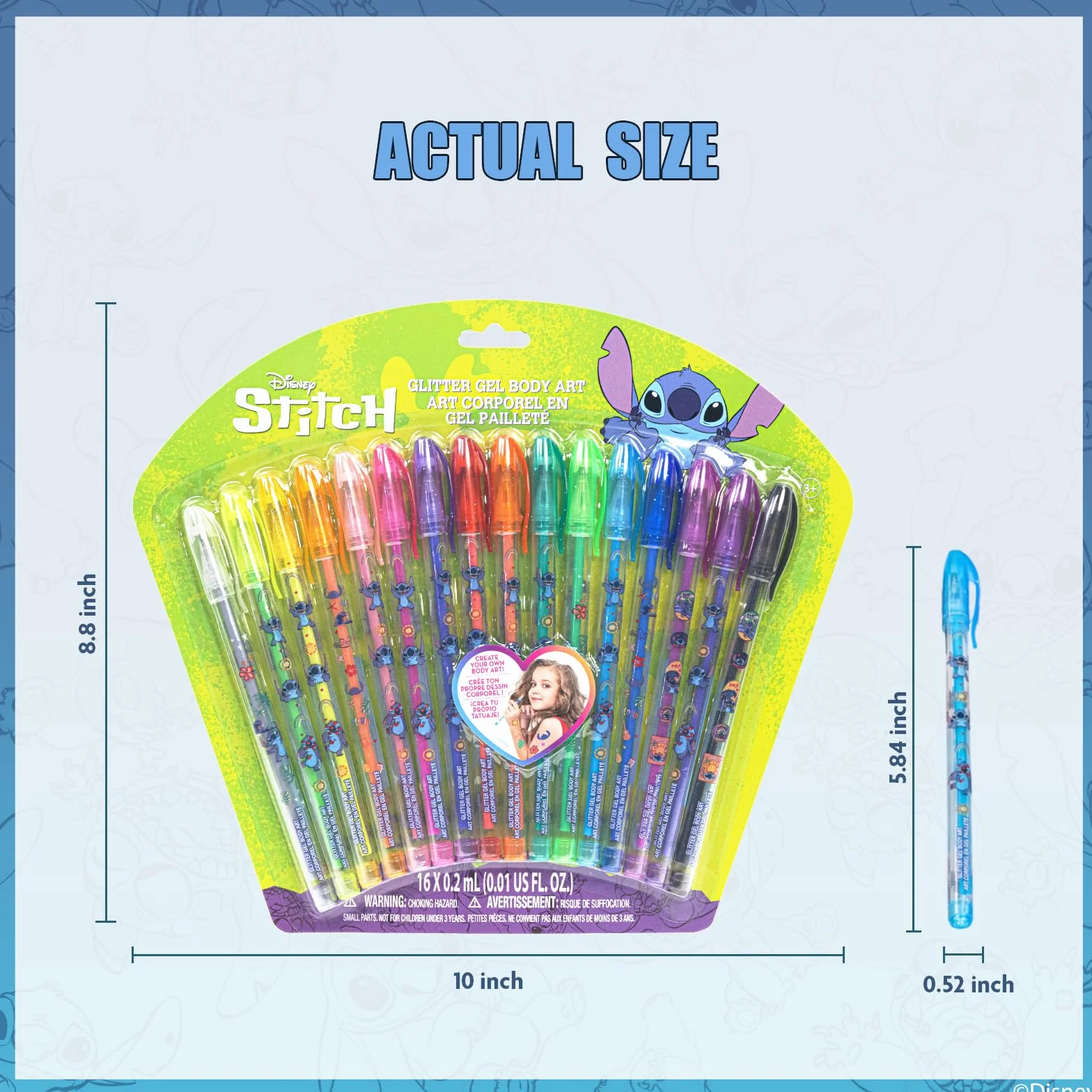 Stitch Set Art Corporel Paillettes 16 pcs Filles 3+