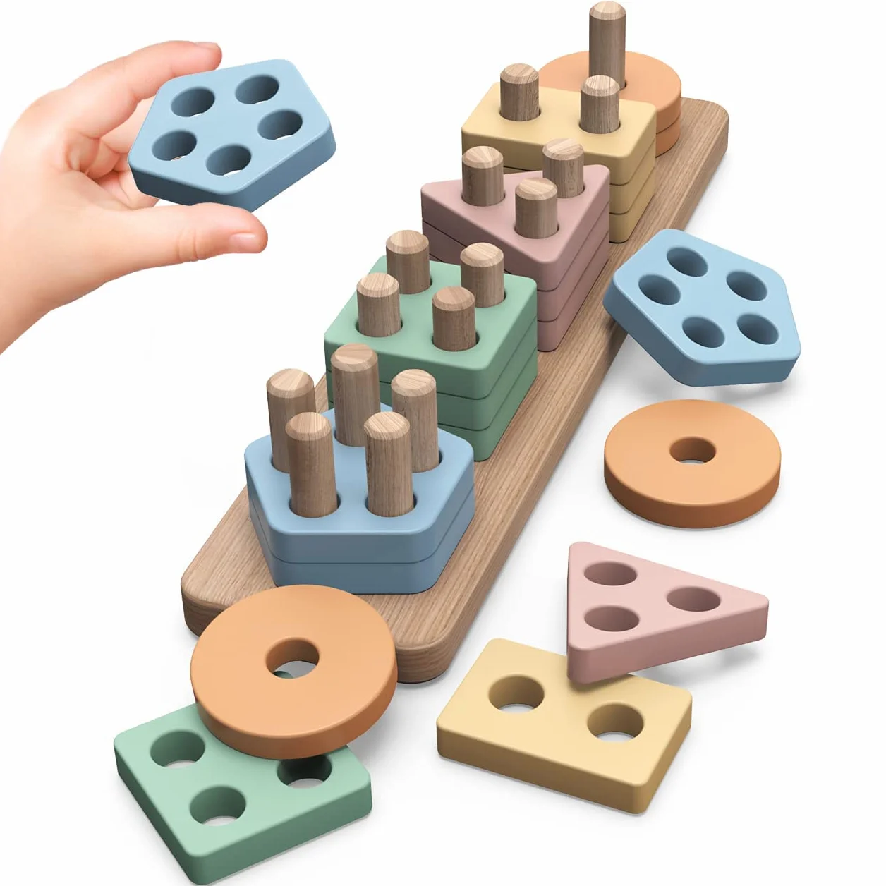 Jouets Puzzle en Bois Montessori 1 2 3 Ans, Jeu d'Activité et Développement pour Enfants 1 an