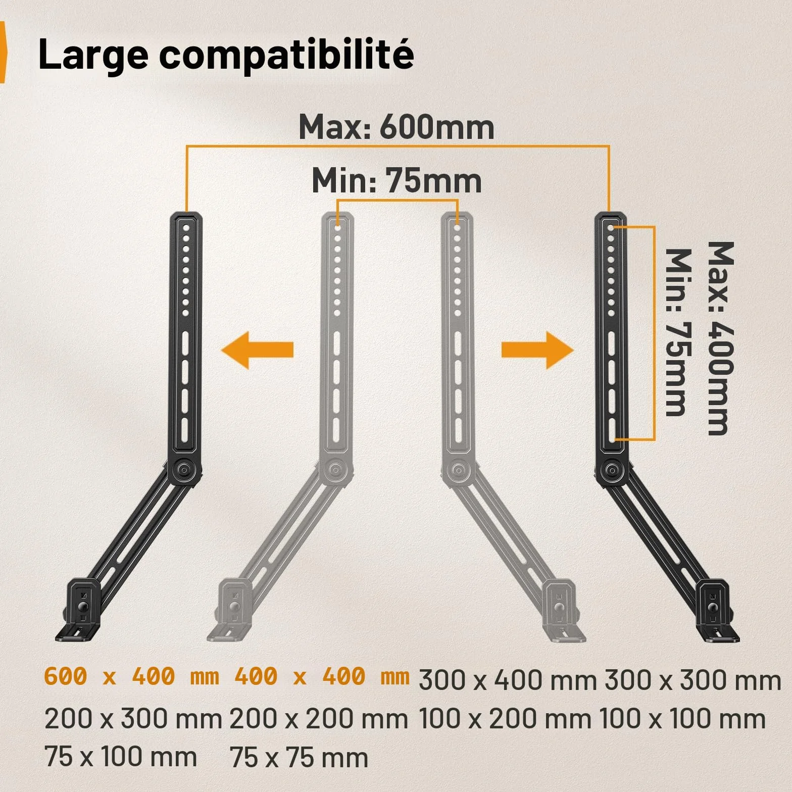 Perlegear Support Barre De Son Réglable en Hauteur Jusqu’à 6,8 Kg, Universel avec Plaques D’Extension Amovibles, PGSM04B