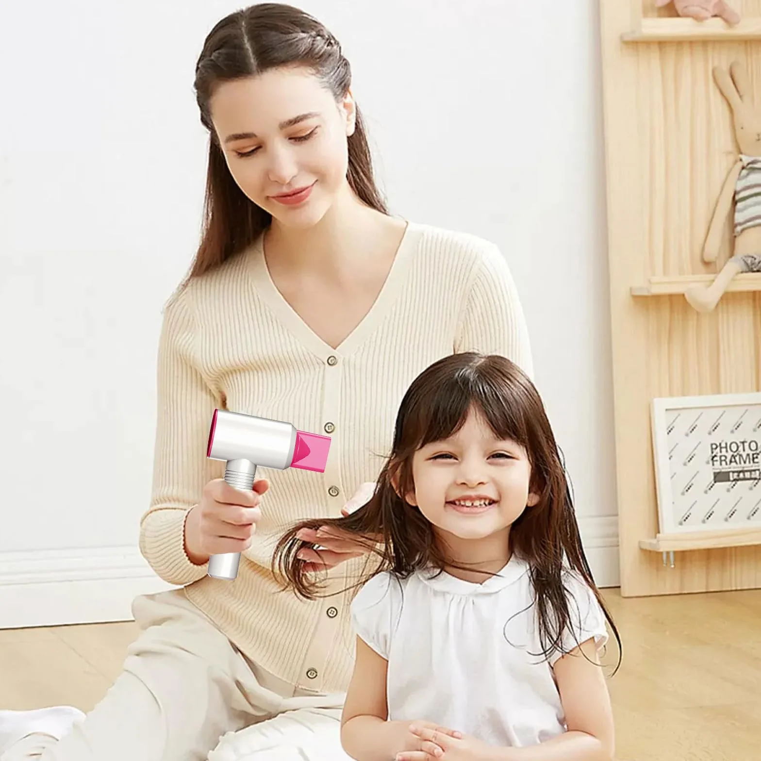 RedCrab Coiffeur et Trousse de Beauté pour Fille, 55 Pièces Jouets de Salon de Beauté avec Miroir, Seche-Cheveux, Lisseur Cheveux, Jeux de Rôle Enfants 3+