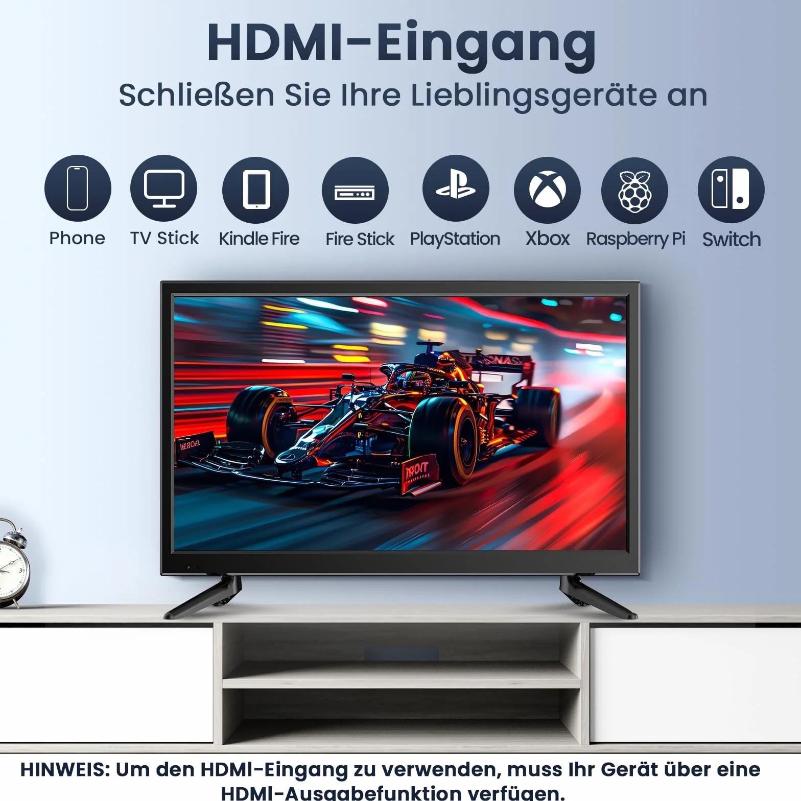 Desobry Mini téléviseur 22 Pouces 1080p Lecteur DVD intégré Tuner DVB-T2 HDMI USB AV Combo TV-DVD 12 V Camping-Car