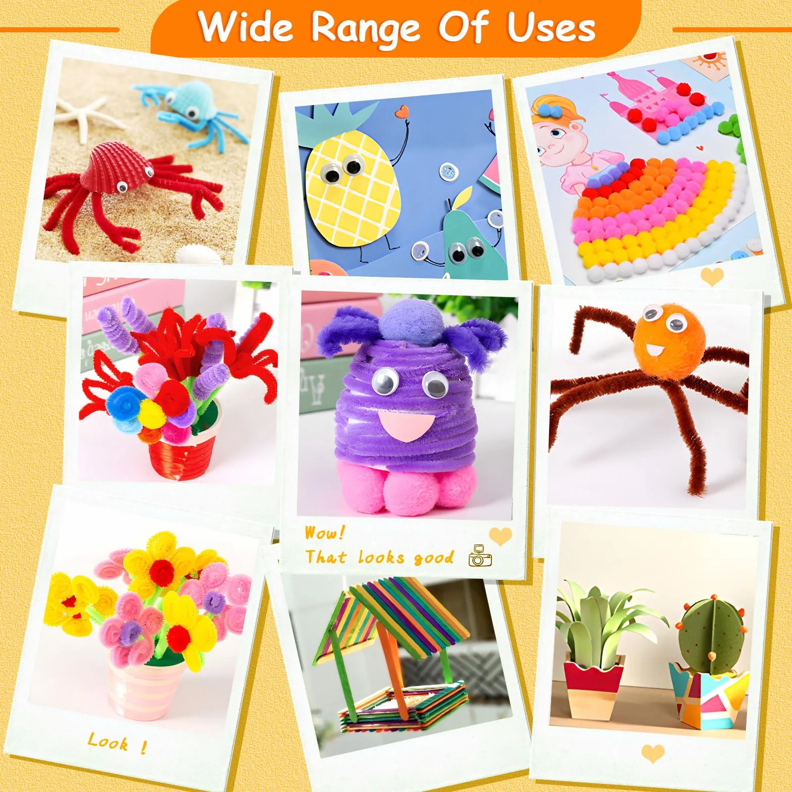 Kit Bricolage Enfant 1800 Activités Manuelles, Pipe Cleaners Crafts Set, Fournitures Éducatives