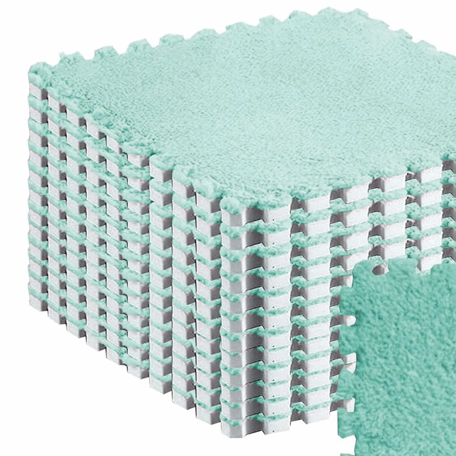 Tapis de Sol en Mousse Puzzle 30x3cm Menthe Verte, Tapis de Jeu Antidérapant
