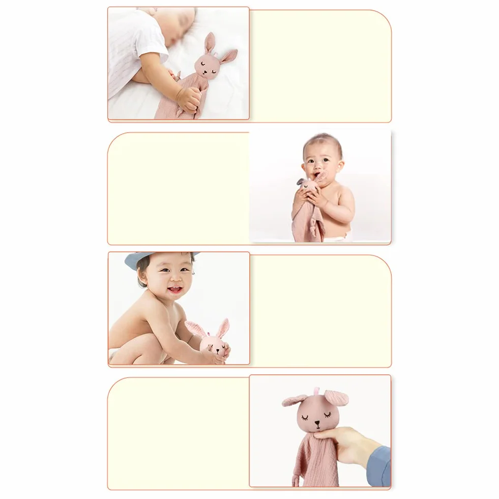 Doudou Ours pin Bébé Jouet de Dentition Doux Respirable Couverture Sensorielle Mouchoir en Coton