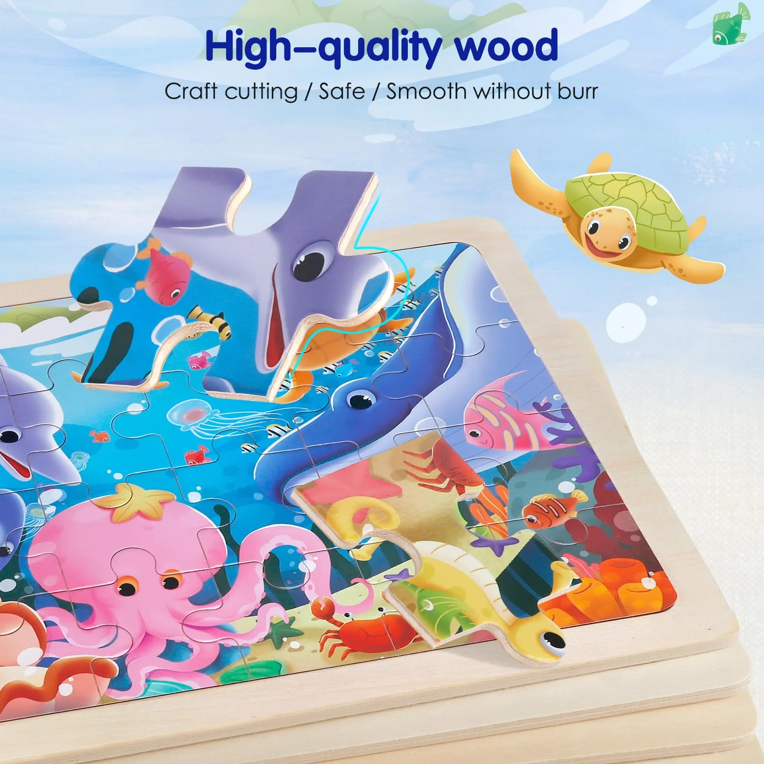 Puzzle en Bois Enfant 3 4 5 Ans Lot de 4x24 Pièces Jeu Montessori Éducatif Dinosaure Ferme Animaux
