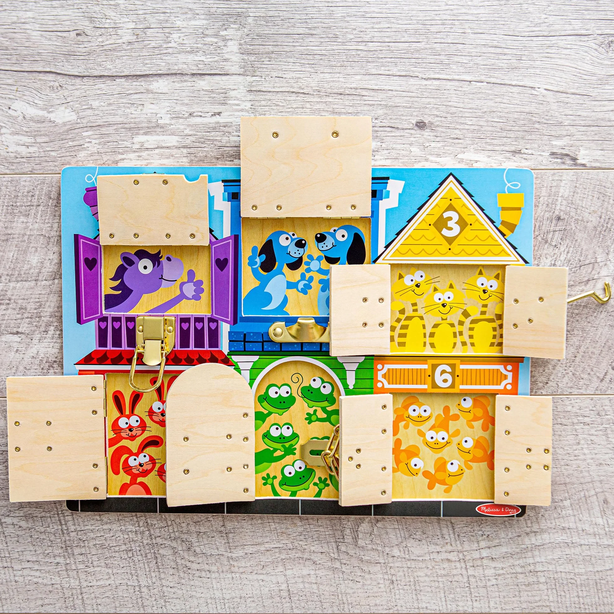 Melissa & Doug Planche Activités Montessori Loquets Jouet Sensoriel Bois Développement Apprentissage Cadeau Enfant 3 Ans+