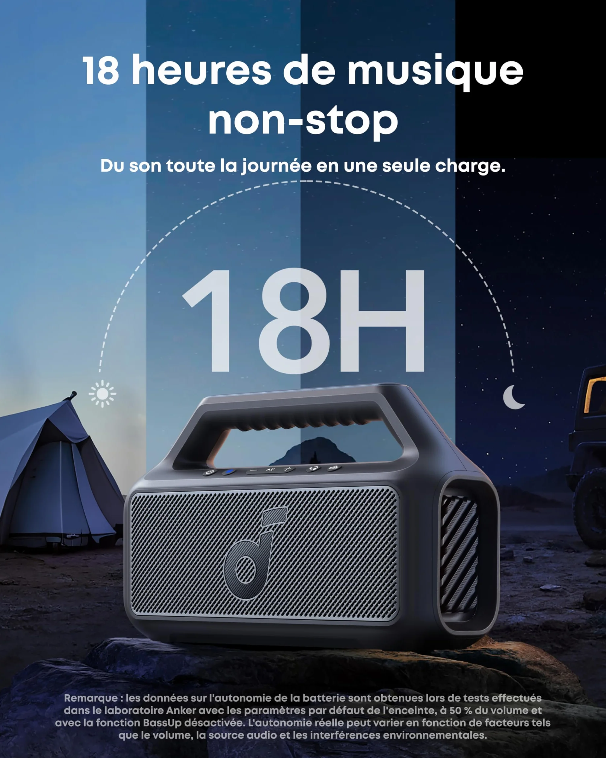 Soundcore Boom 2 Enceinte Bluetooth Portable 80W BassUp 2.0 IPX7 24h USB-C Bluetooth 5.3