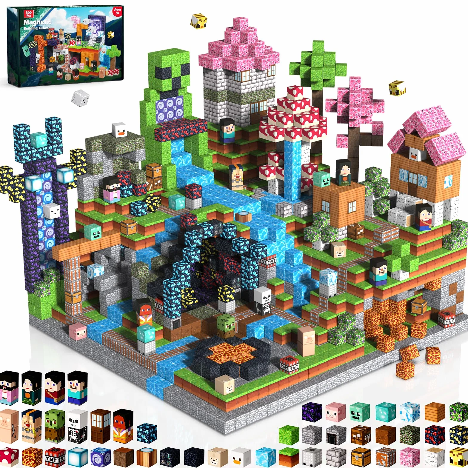 Magneverse Construction Magnetique Enfant 300 Pièces - Jeu de Construction Éducatif Aventure pour 4-12 Ans