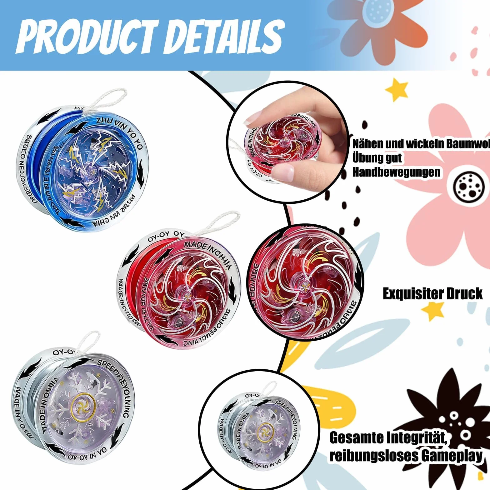 Yoyos Professionnel 3Pcs avec Corde Renforcée pour Débutants et Avancés