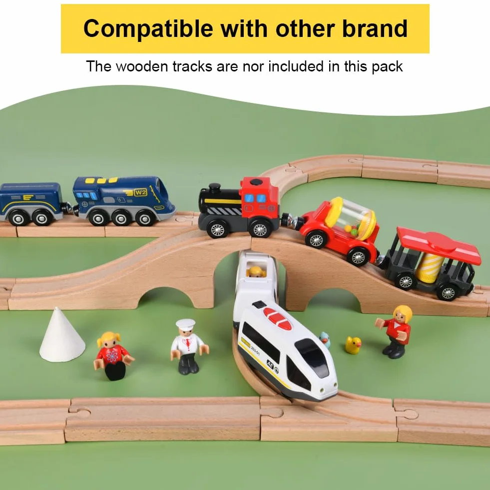 HOTUT Train de Locomotives à Piles, Train Électrique Enfant avec Connexion Magnétique, Haute Vitesse avec Phares et Son, Compatible Thomas Brio Chuggington