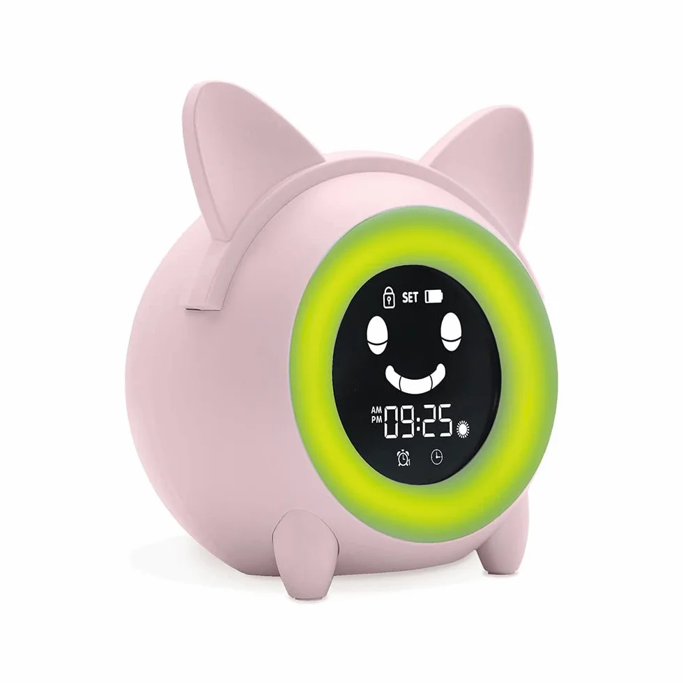 METRONIC Reveil Enfant Educatif avec Veilleuse Indicateur Jour/Nuit Horloge Digital Rose