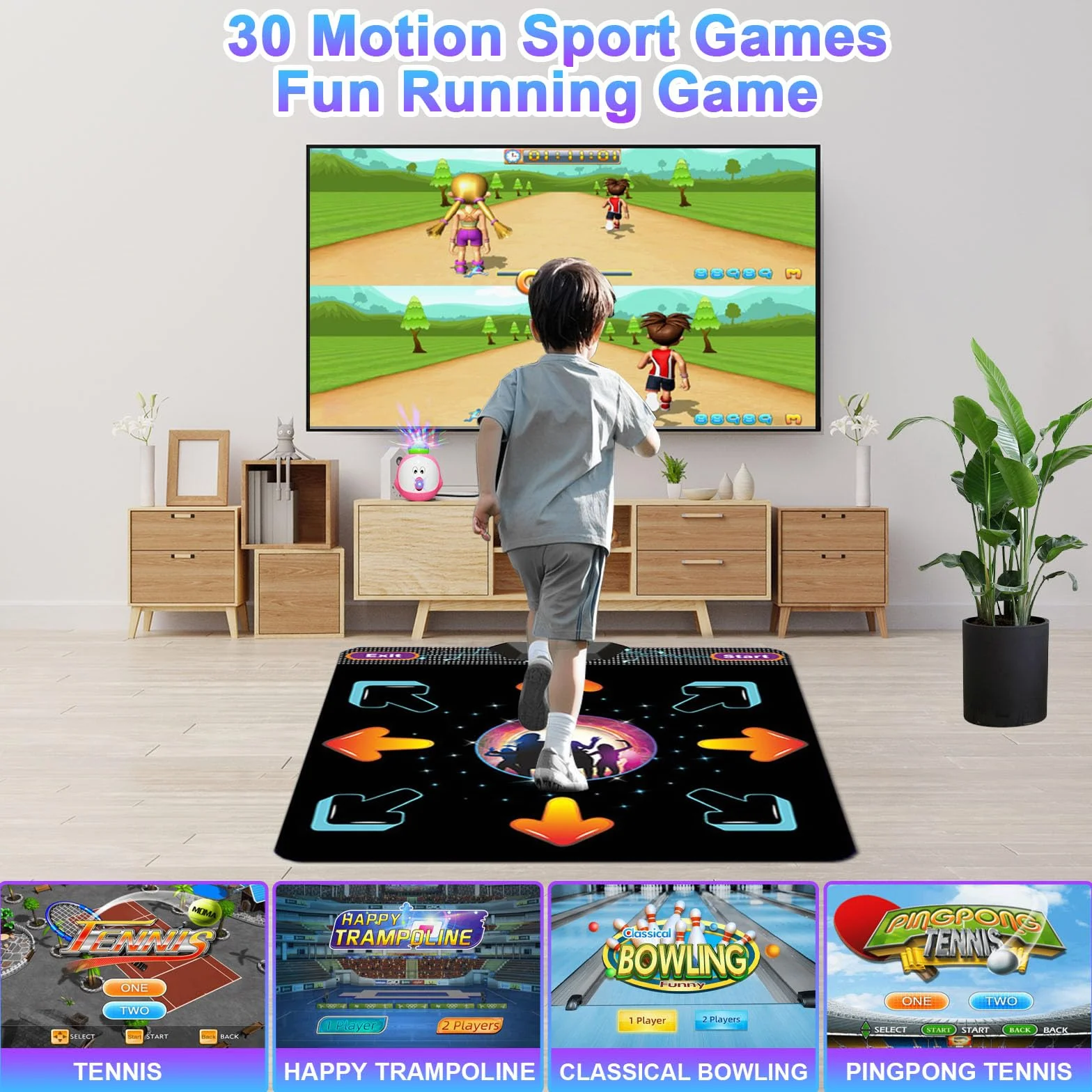 Tapis de danse électronique musical HD avec 2 contrôleurs, plus de 100 jeux et 200 chansons, pour enfants et adultes