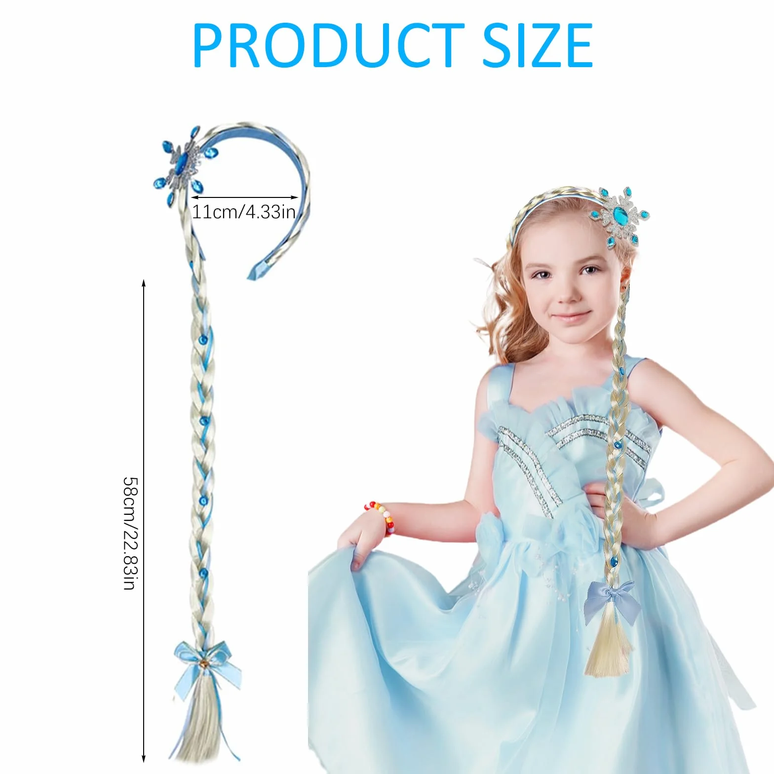 Perruque Enfant Fille Bandeau Tressé Raiponce, Perruque Blonde Longue Tresse Princesse, Costume Fête