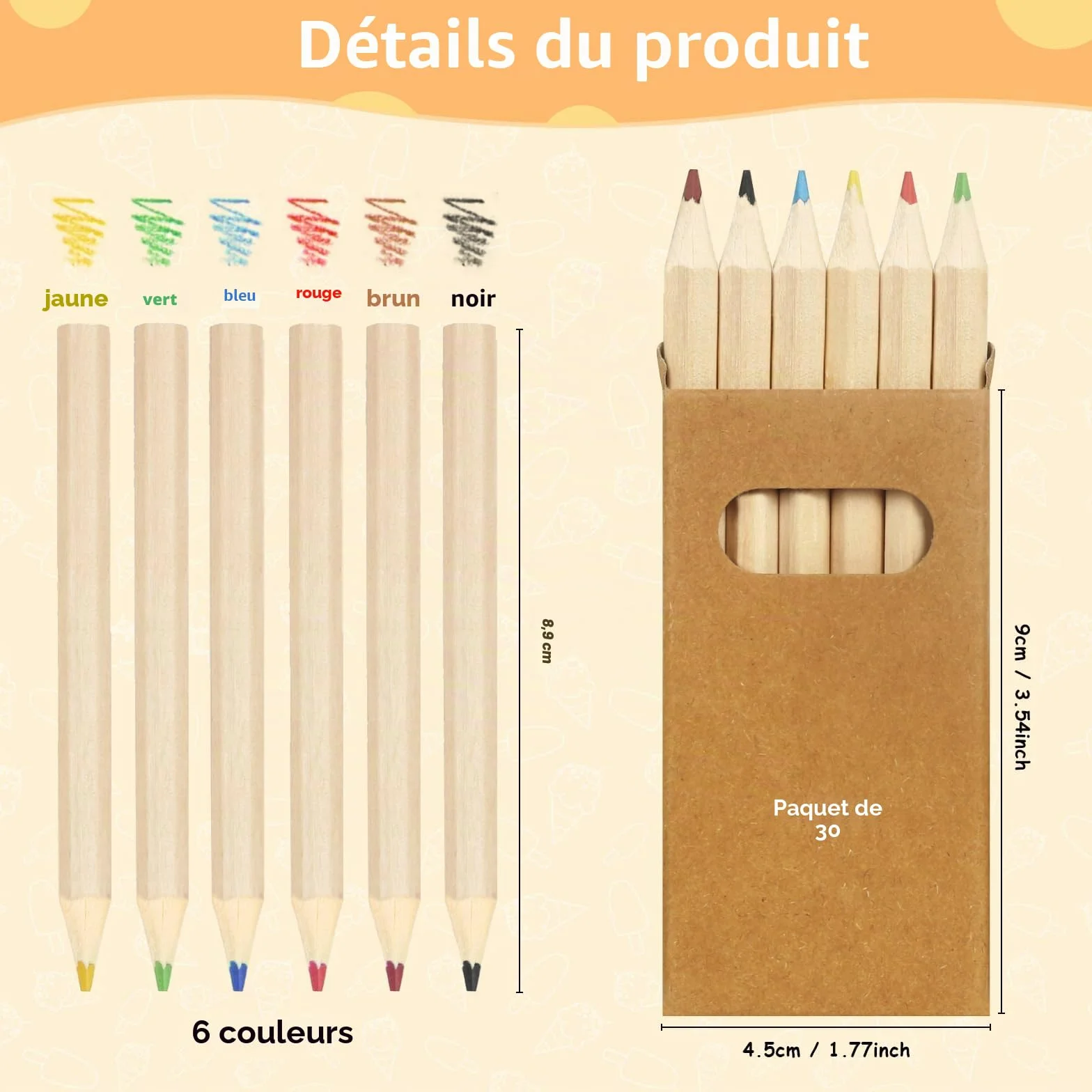 Gudotra 30 Boîtes Mini Crayons de Couleur 6 Couleurs 180 Crayons en Bois Cadeau Anniversaire Enfant