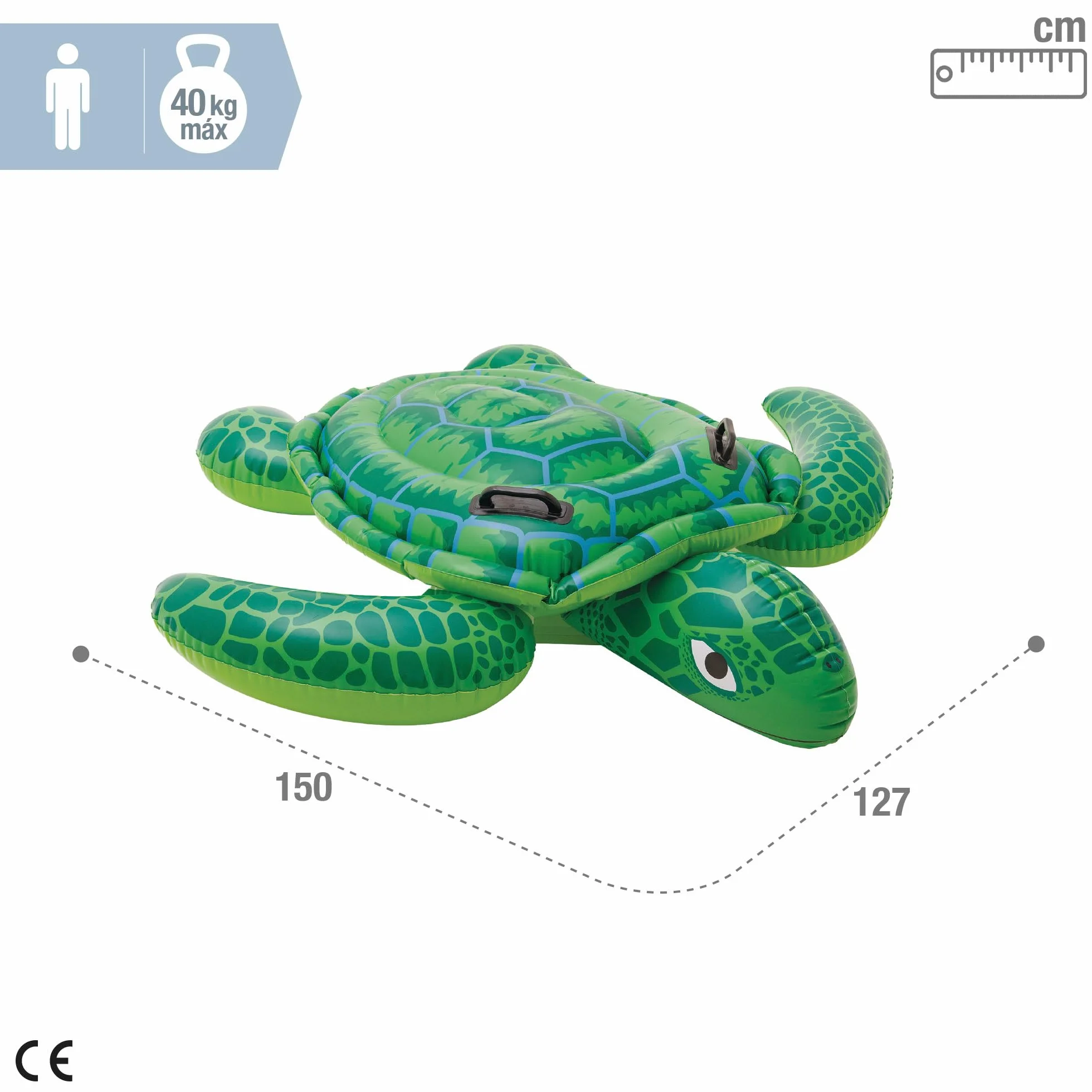 Intex Lil' Sea Turtle Ride on 1.50m x 1.27m Swimming Pool Beach Toy