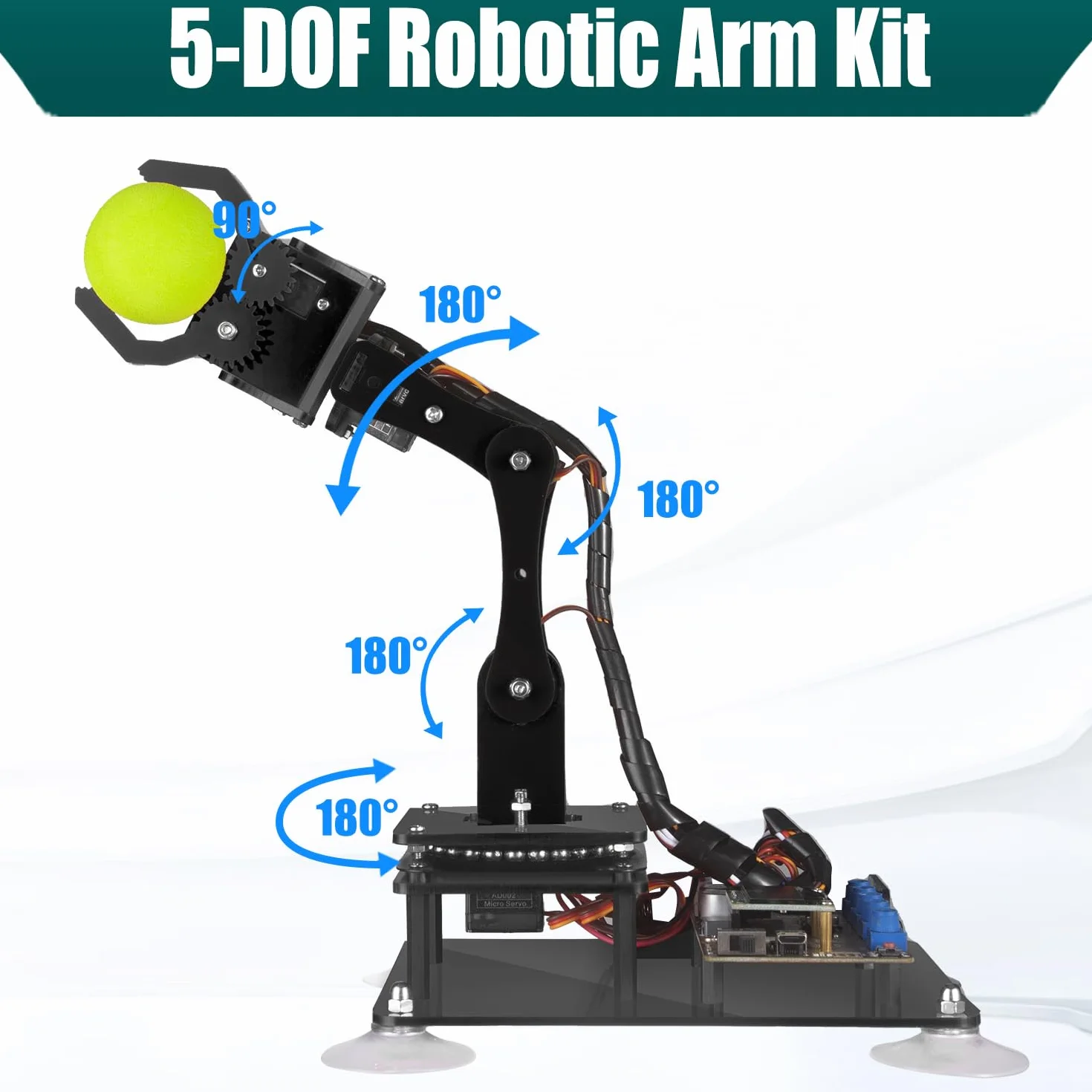Adeept 5-DOF 5-Axis Educational STEM Programmable Robot Arm Kit with OLED Display Compatible with Arduino IDE Orange