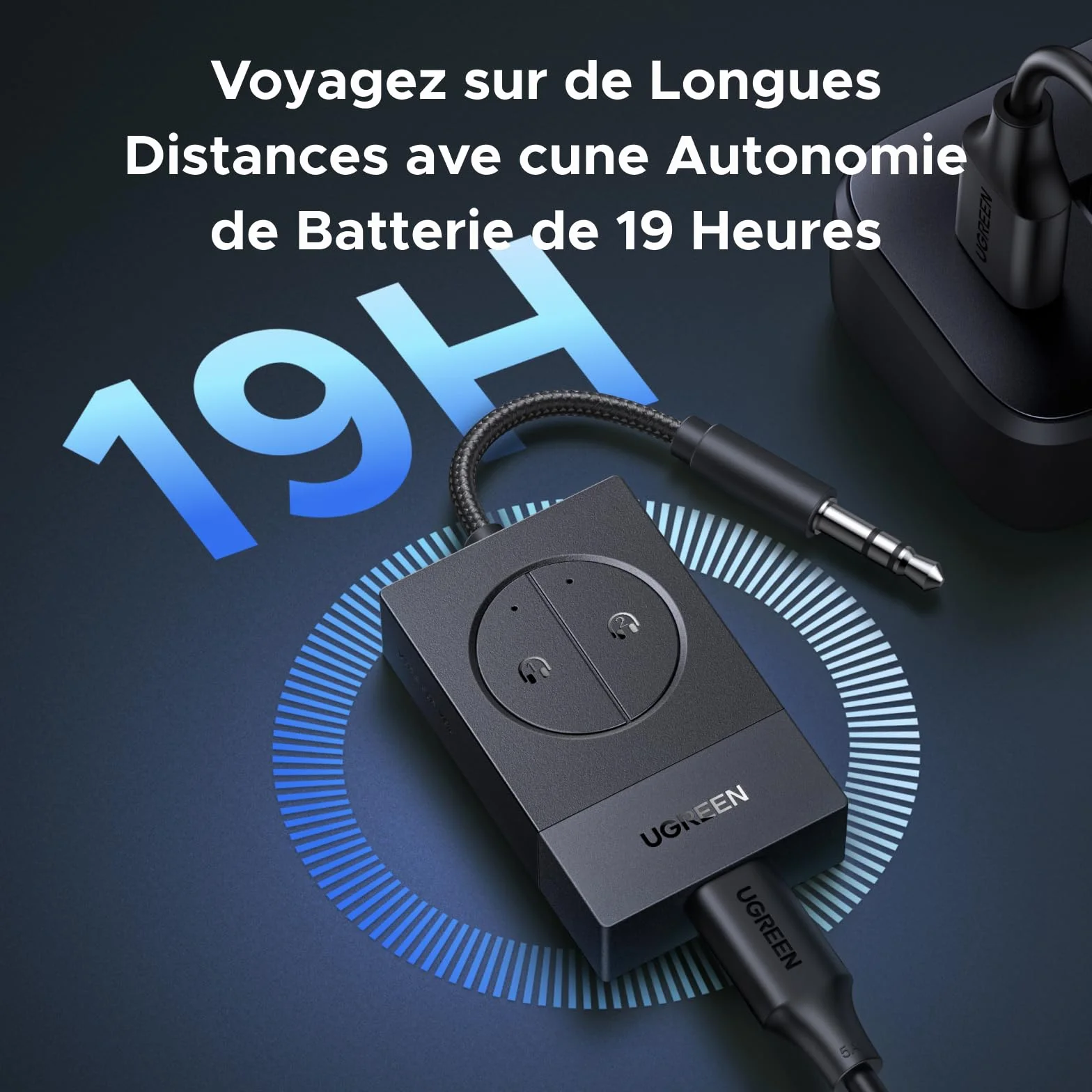 UGREEN Émetteur Jack Bluetooth 5.4 Adaptateur Audio 3.5 mm pour TV Casque