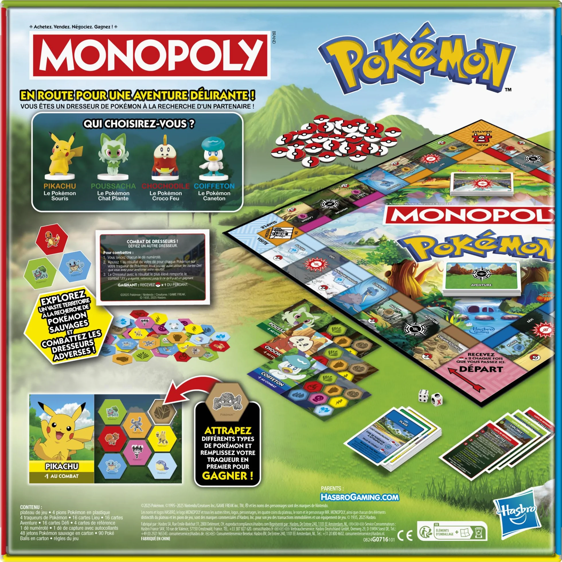 Monopoly édition Pokémon Jeu de Plateau 2 à 4 Joueurs 8 Ans Version française
