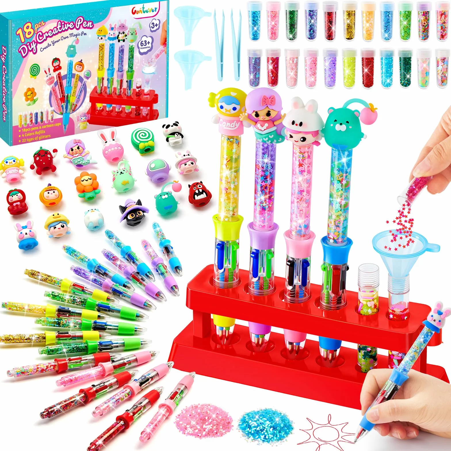 Atelier des Stylos Personnalisé avec Recharge 4 Couleurs, Loisir Créatif Enfant 5-12 Ans, Idée Cadeau Fille Garçon