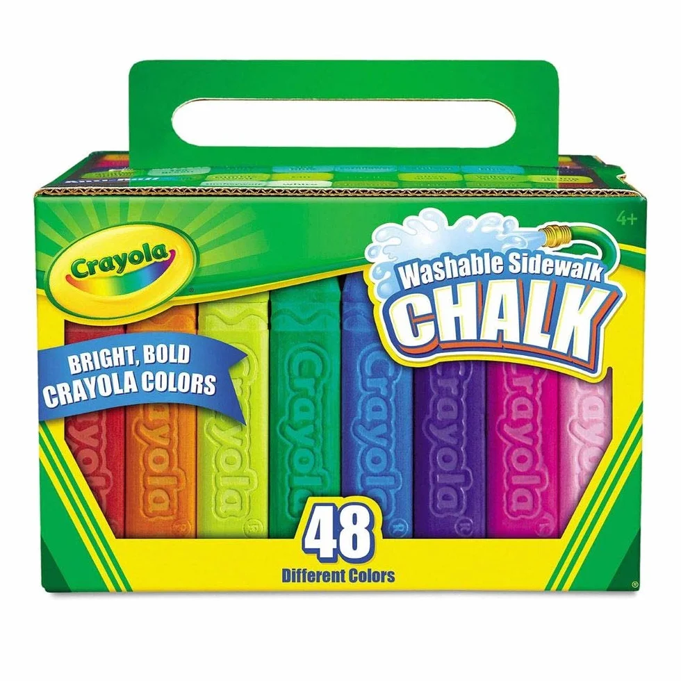 CRAYOLA Boîte 48 Craies Trottoir Lavables Outdoor Assortiment Couleurs Forme Antidérapante Dessin Plein Air 3+ Ans