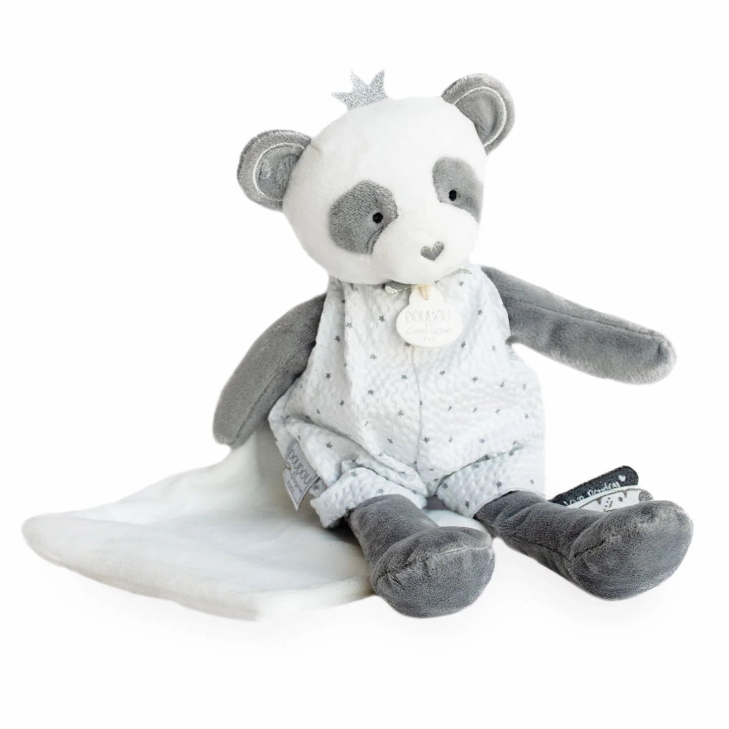Peluche Panda Doudou Mouchoir 28 cm Attrape-Rêve Boîte Cadeau Garantie Doudou Perdu