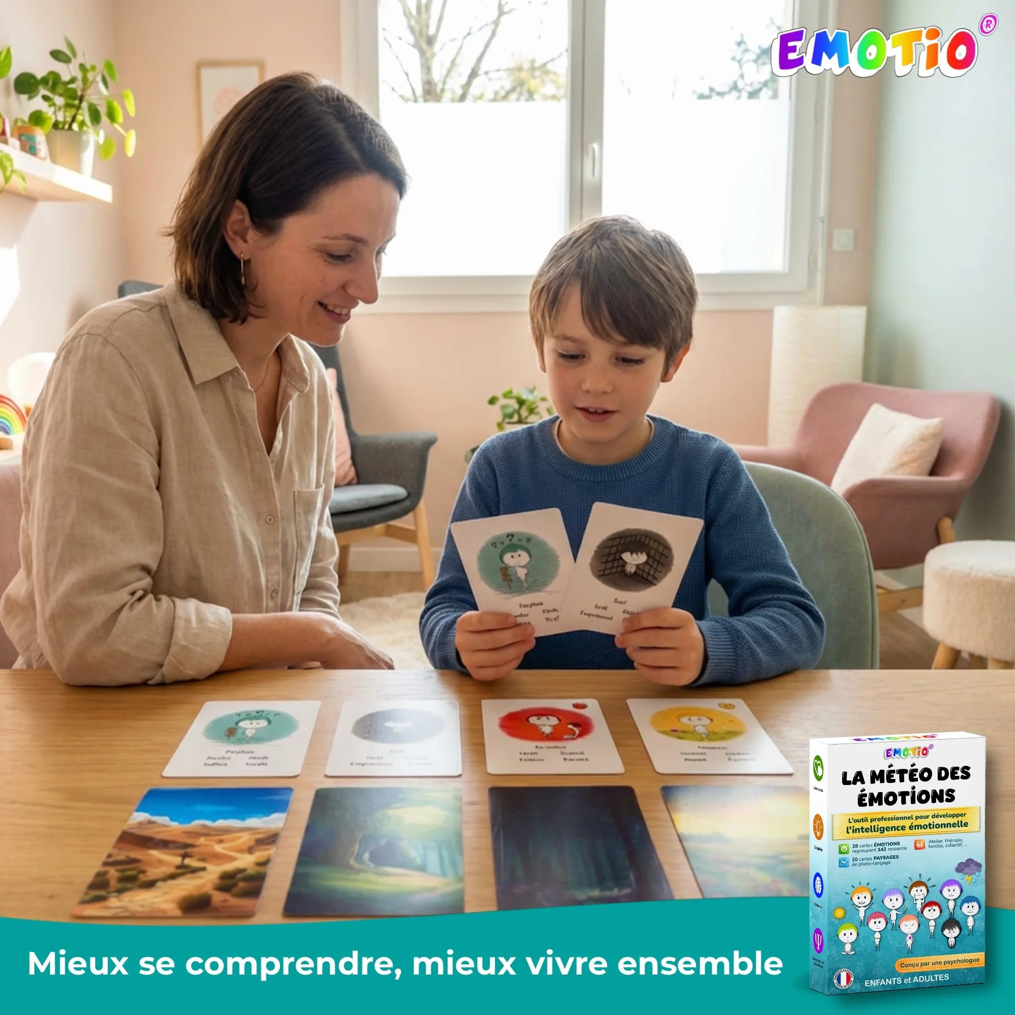 La Météo des Émotions Jeu éducatif 142 émotions 20 paysages Photo-langage Fabriqué en France